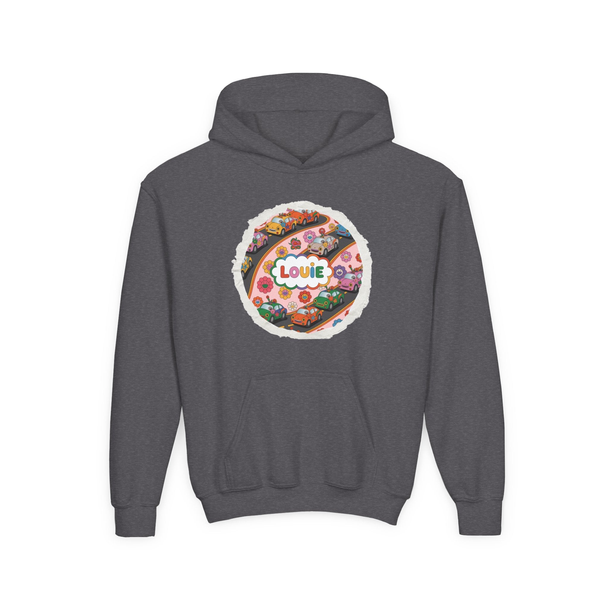 Youth Floral Customizable Hoodie, Cozy Sweatshirt for Boys and Girls, Perfect Gift for Kids, Louie, Teenage Birthdays, Celebrations, [...]