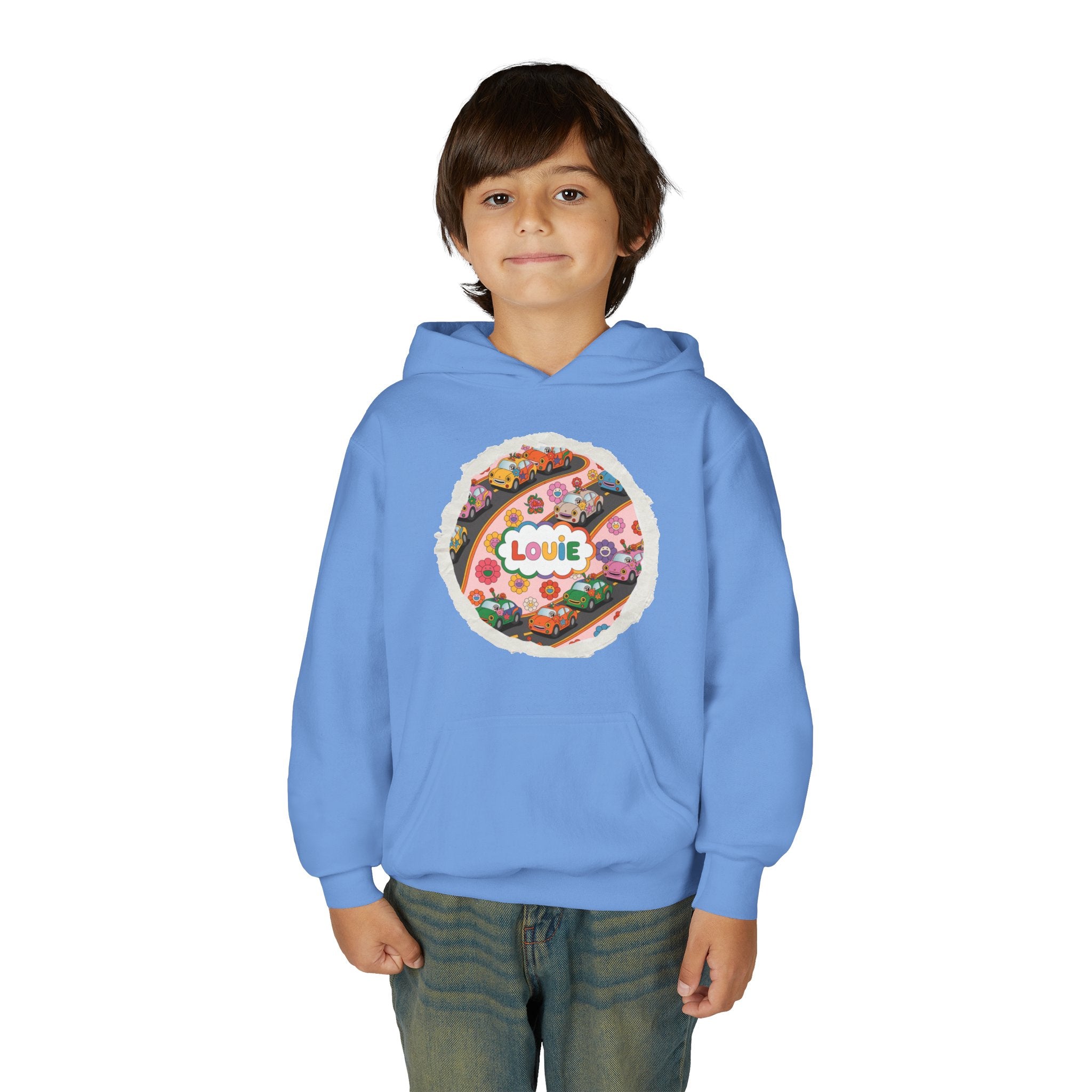 Youth Floral Customizable Hoodie, Cozy Sweatshirt for Boys and Girls, Perfect Gift for Kids, Louie, Teenage Birthdays, Celebrations, [...]