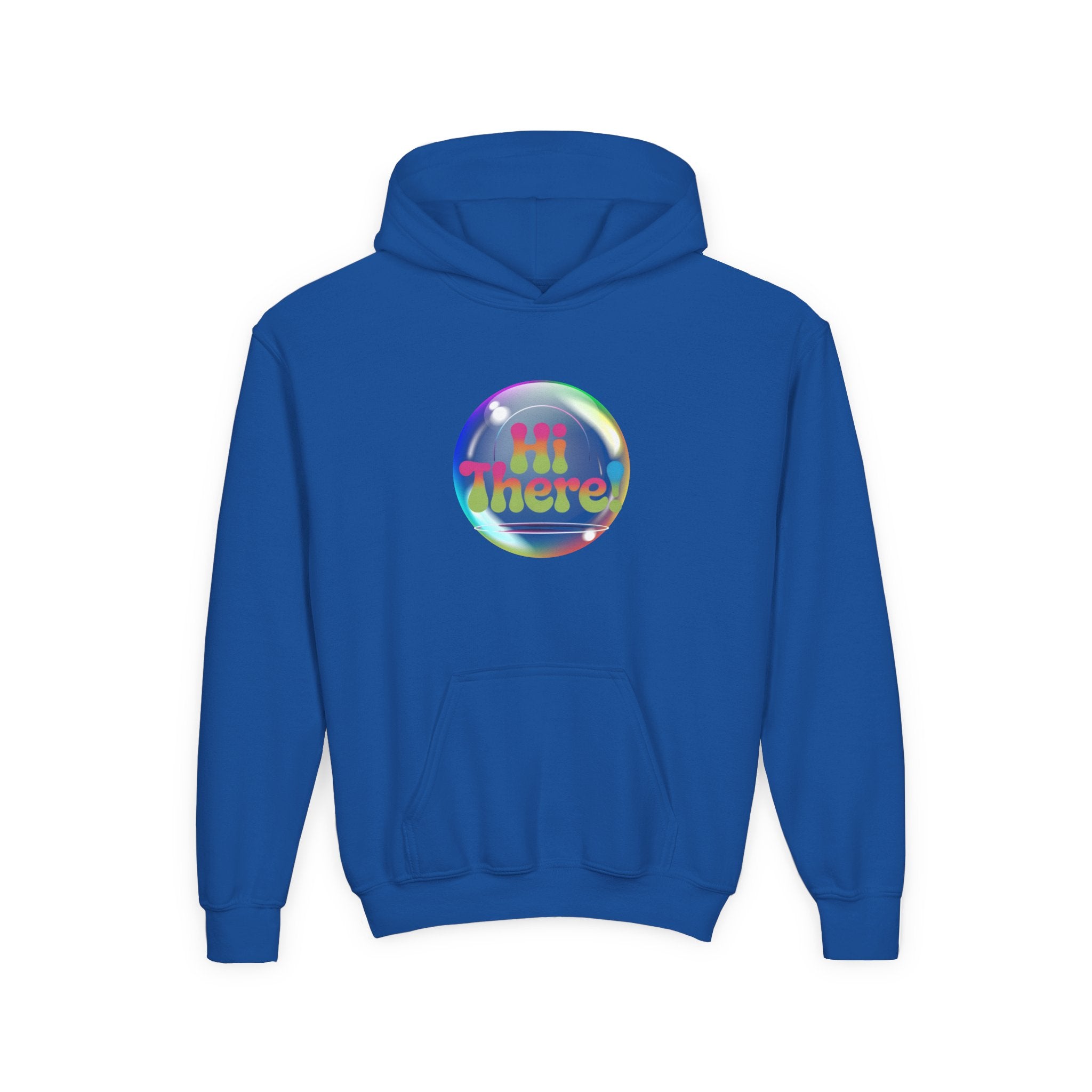 Colorful Youth Hoodie with 'Hi There!' Design