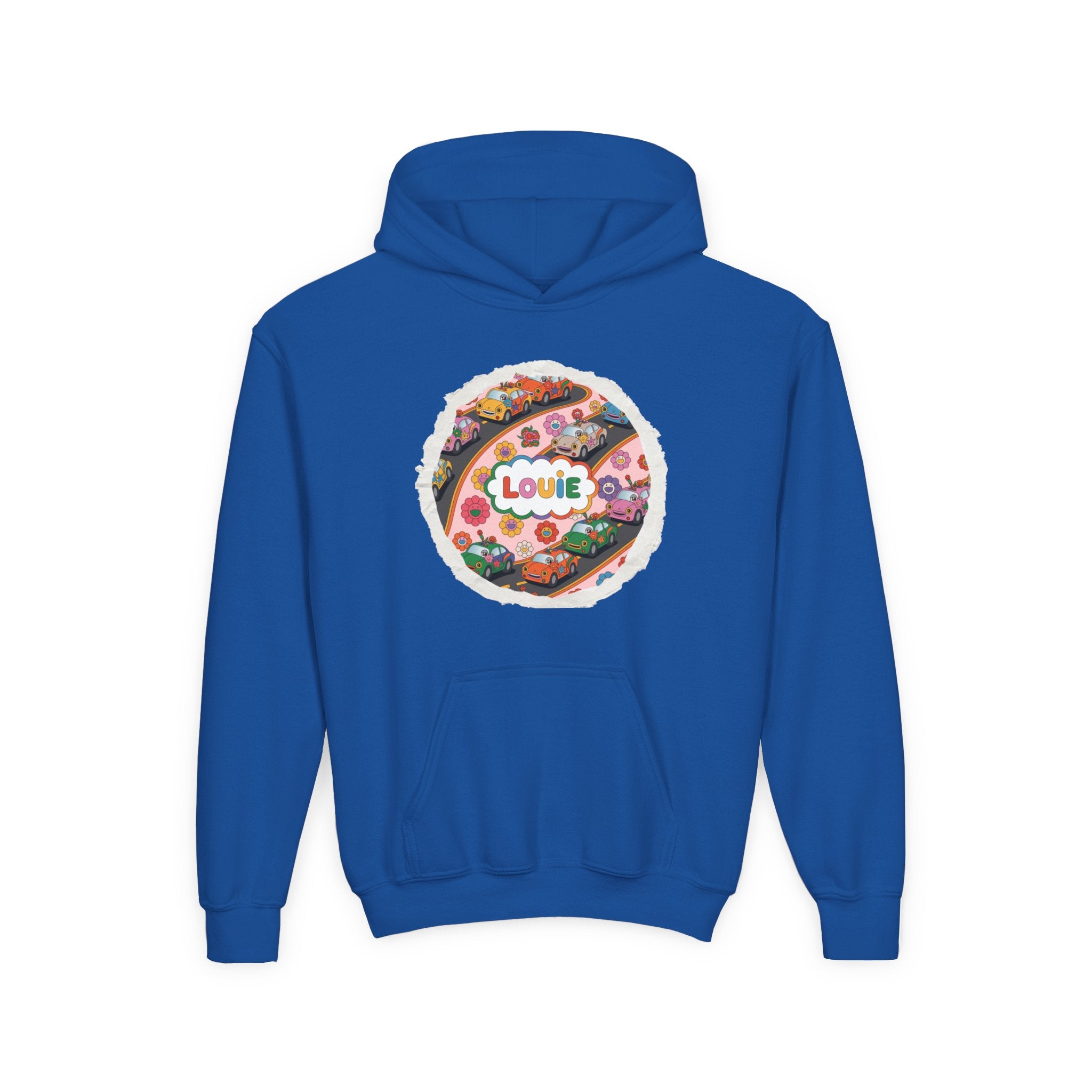 Youth Floral Customizable Hoodie, Cozy Sweatshirt for Boys and Girls, Perfect Gift for Kids, Louie, Teenage Birthdays, Celebrations, [...]
