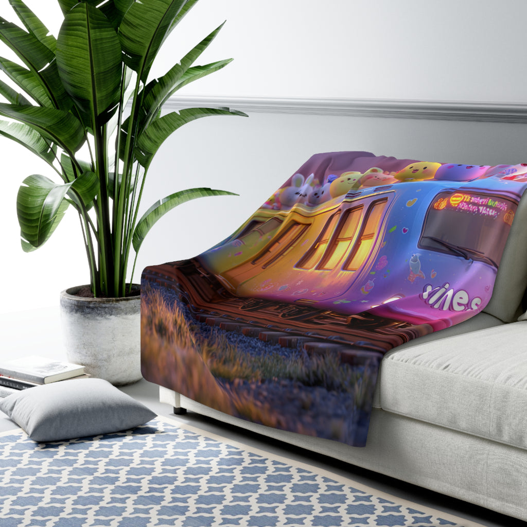 Cozy Bunny Train Sherpa Fleece Blanket