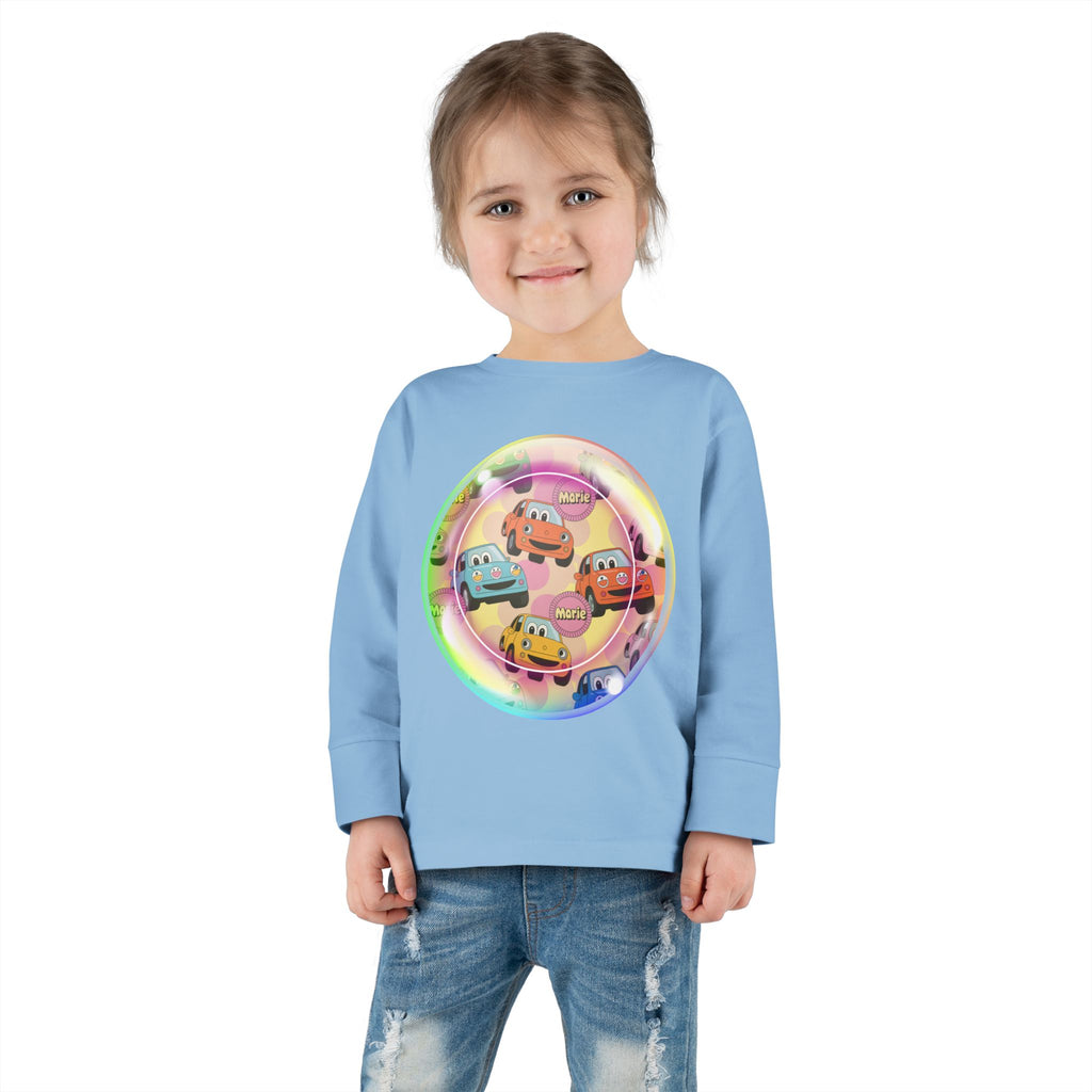 Cute Cartoon Cars Toddler Long Sleeve Tee, Kids T-Shirt, Toddler Tee, Birthday Gift, Fun Playwear, Nursery Outfit Printify