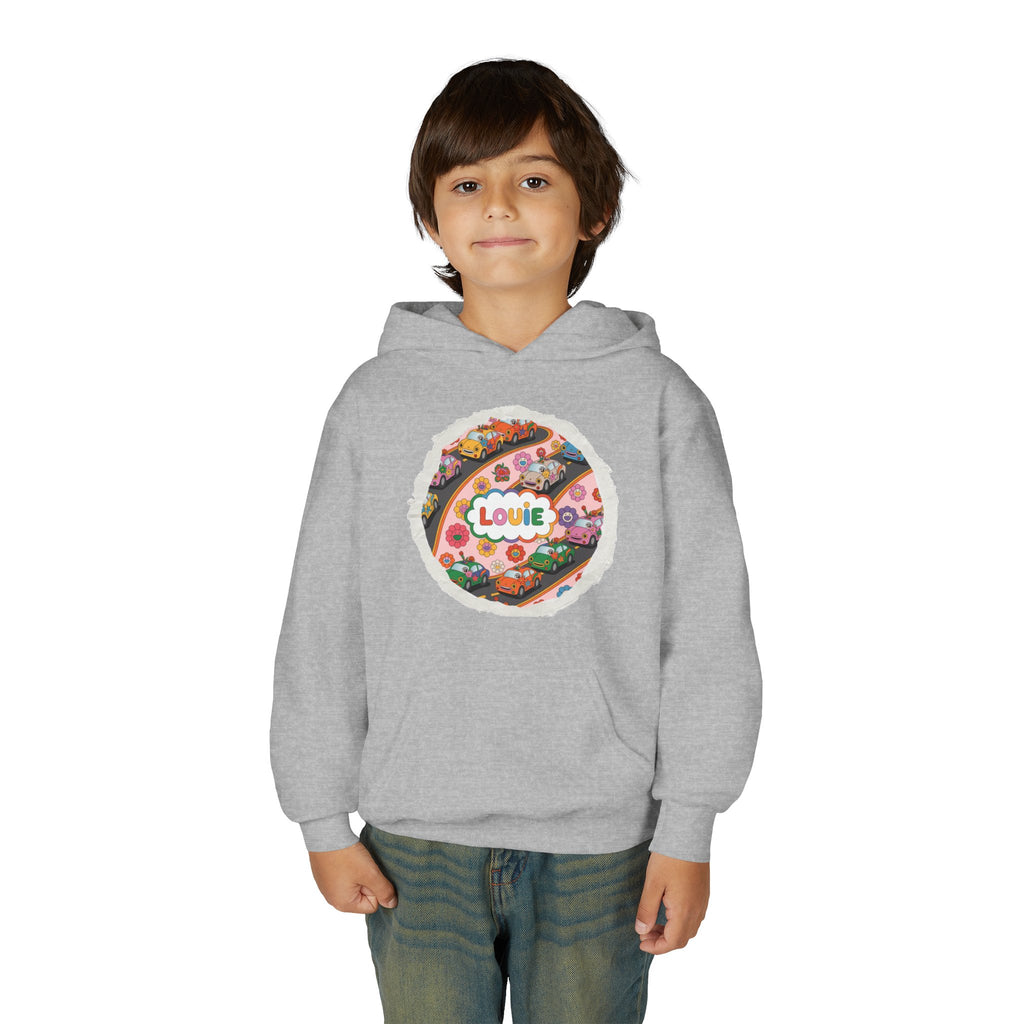 Youth Floral Customizable Hoodie, Cozy Sweatshirt for Boys and Girls, Perfect Gift for Kids, Louie, Teenage Birthdays, Celebrations, [...]