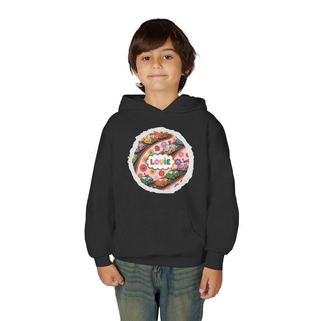 Youth Floral Customizable Hoodie, Cozy Sweatshirt for Boys and Girls, Perfect Gift for Kids, Louie, Teenage Birthdays, Celebrations, [...]