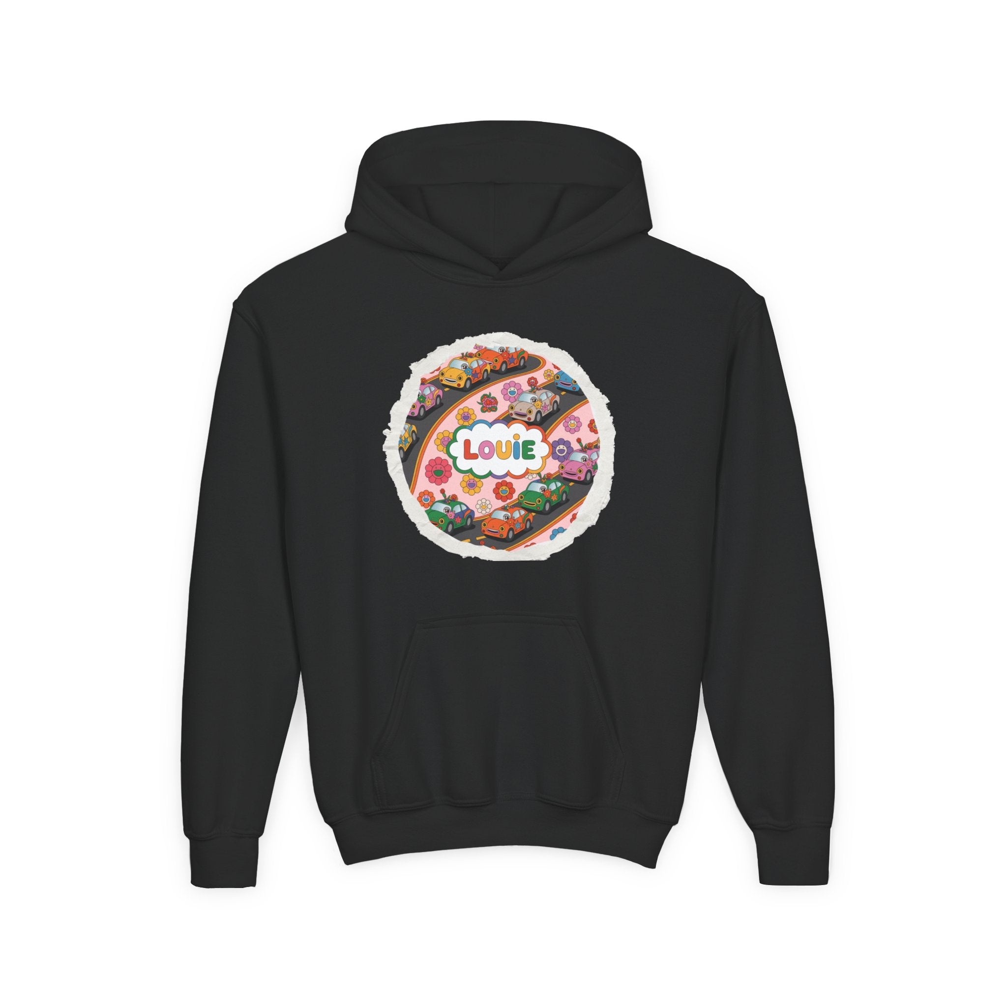 Youth Floral Customizable Hoodie, Cozy Sweatshirt for Boys and Girls, Perfect Gift for Kids, Louie, Teenage Birthdays, Celebrations, [...]