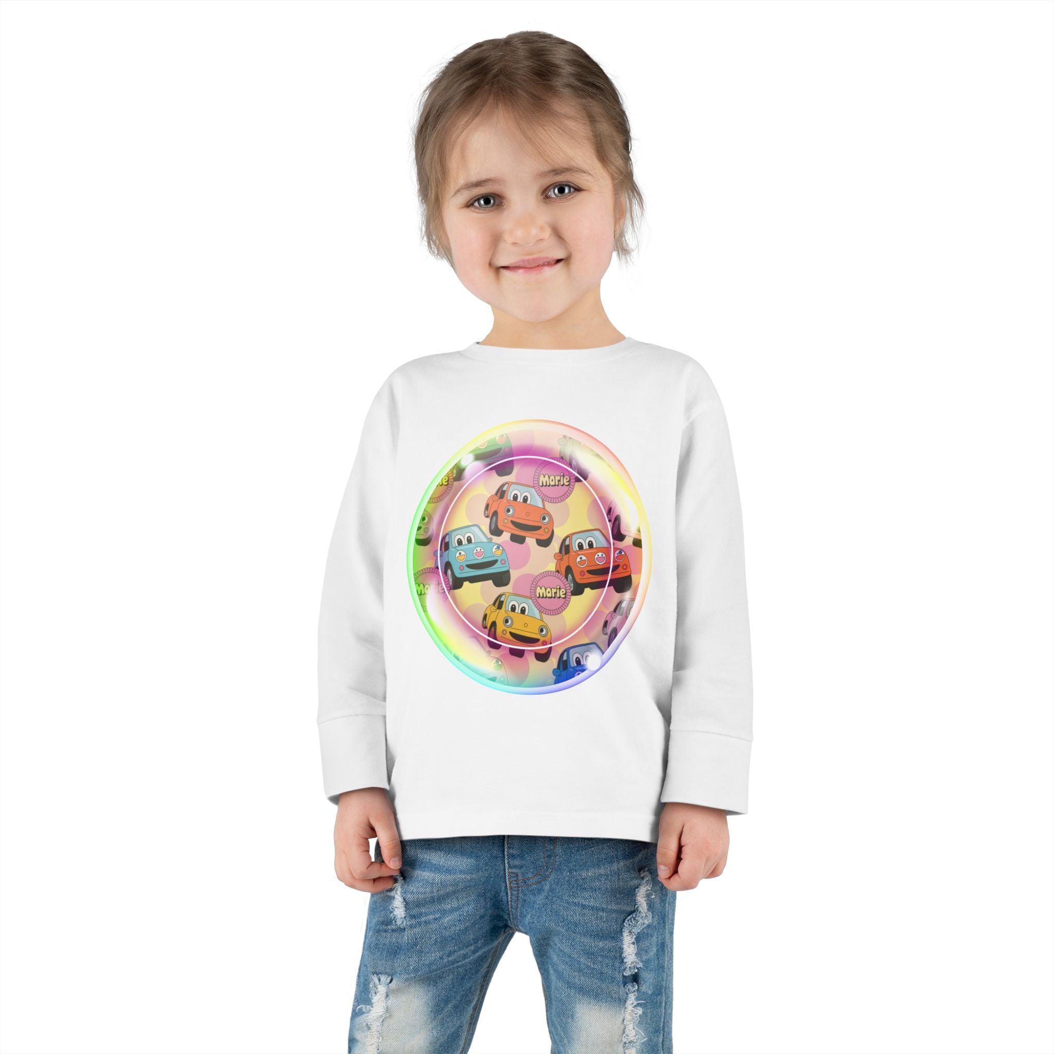 Cute Cartoon Cars Toddler Long Sleeve Tee, Kids T-Shirt, Toddler Tee, Birthday Gift, Fun Playwear, Nursery Outfit