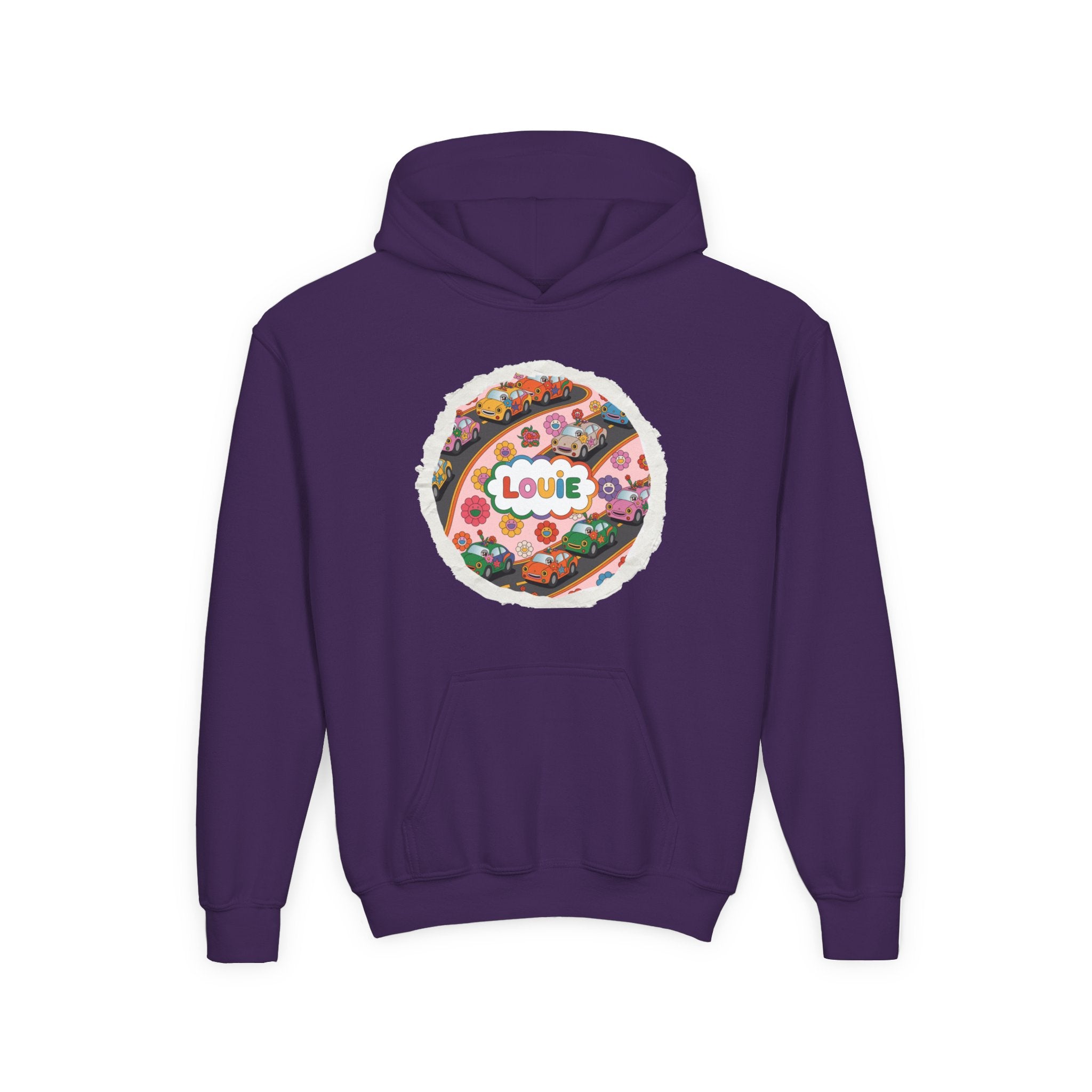 Youth Floral Customizable Hoodie, Cozy Sweatshirt for Boys and Girls, Perfect Gift for Kids, Louie, Teenage Birthdays, Celebrations, [...]