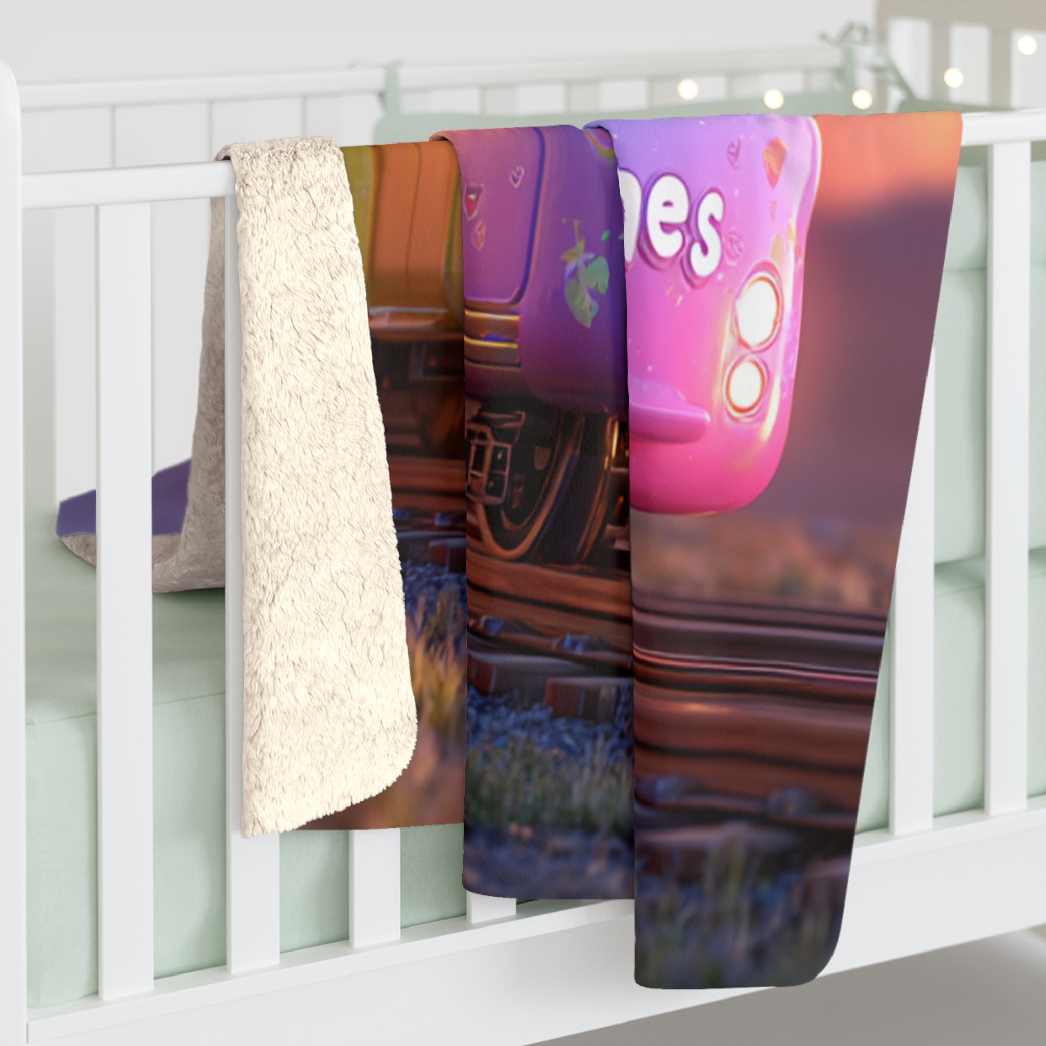 Cozy Bunny Train Sherpa Fleece Blanket