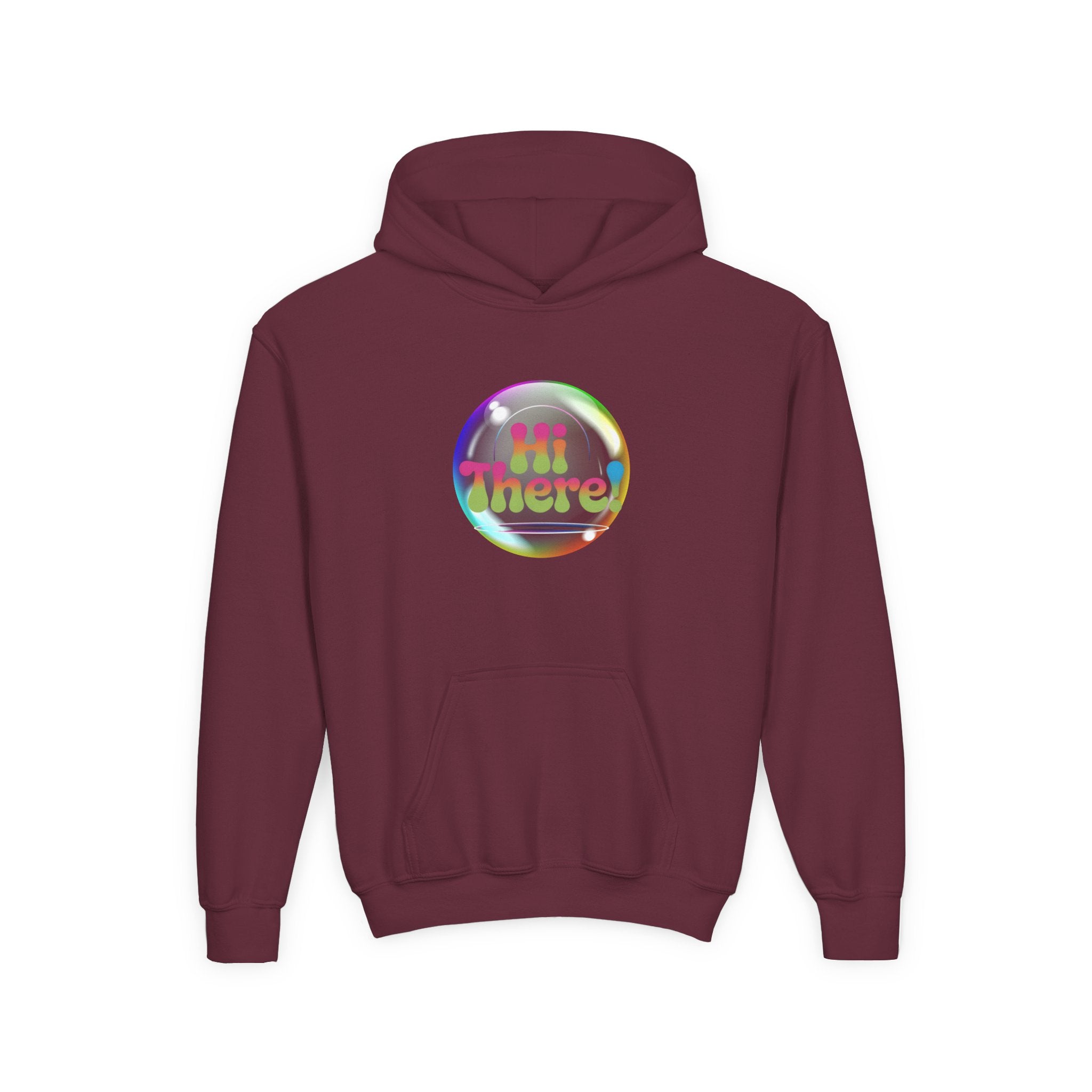 Colorful Youth Hoodie with 'Hi There!' Design