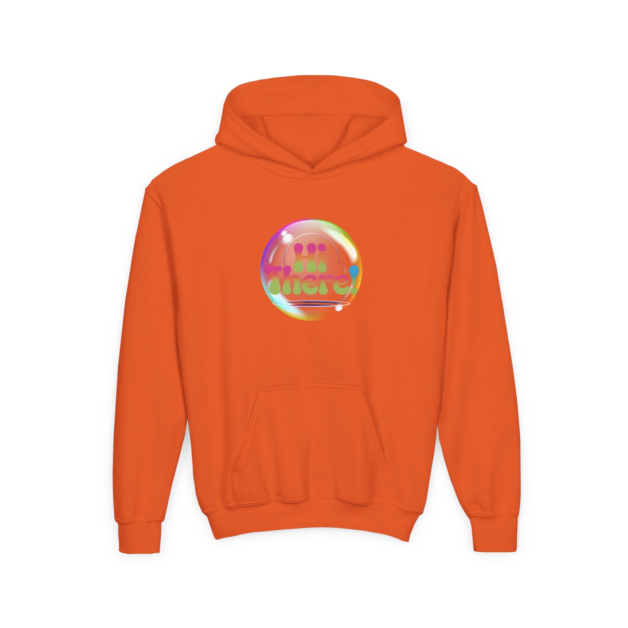 Colorful Youth Hoodie with 'Hi There!' Design
