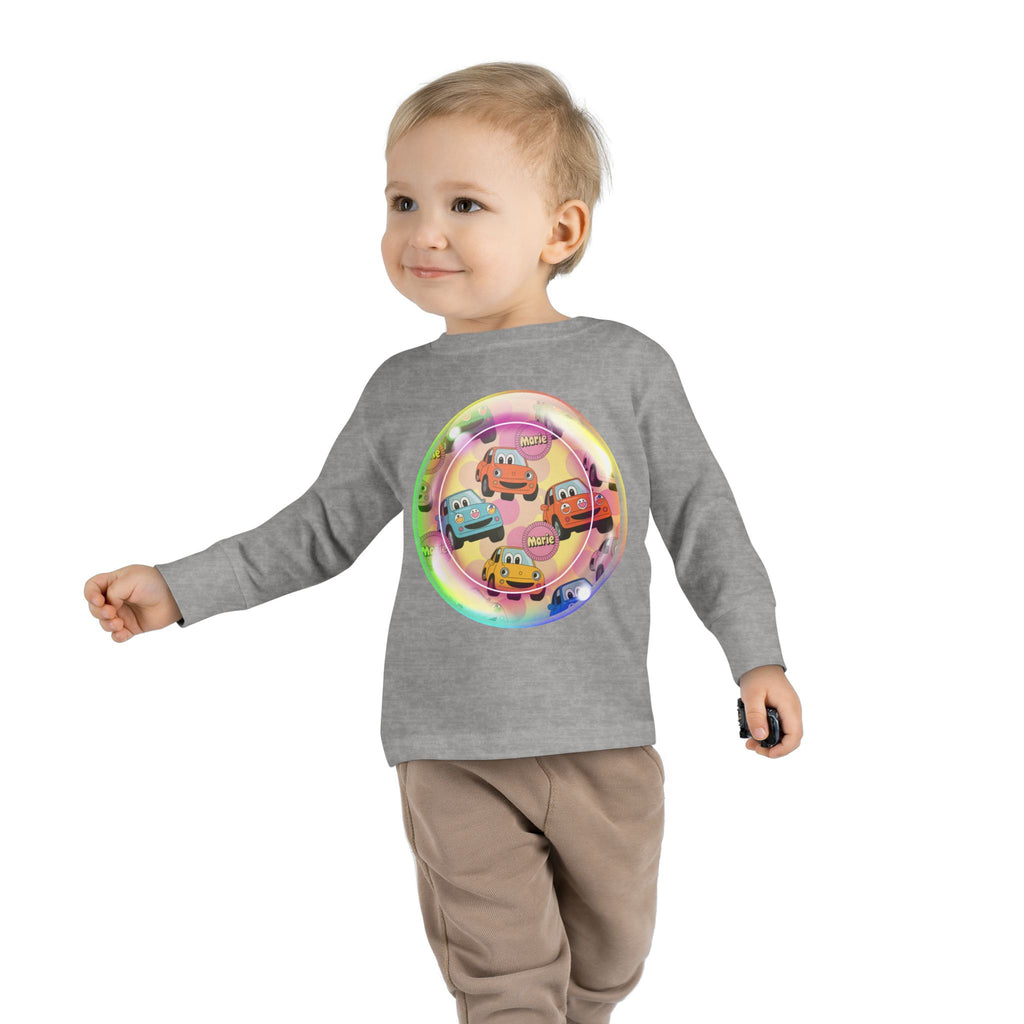 Cute Cartoon Cars Toddler Long Sleeve Tee, Kids T-Shirt, Toddler Tee, Birthday Gift, Fun Playwear, Nursery Outfit Printify