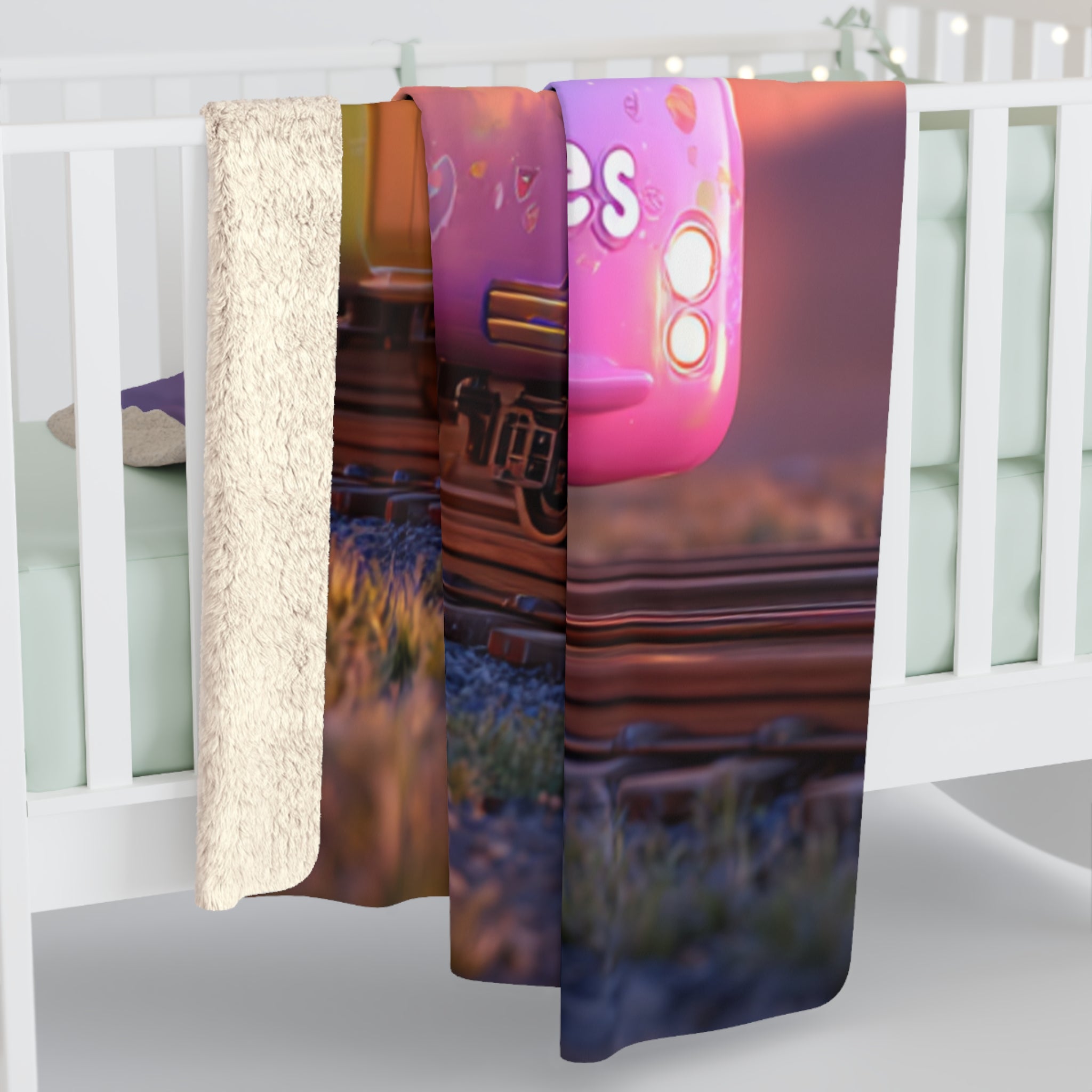 Cozy Bunny Train Sherpa Fleece Blanket