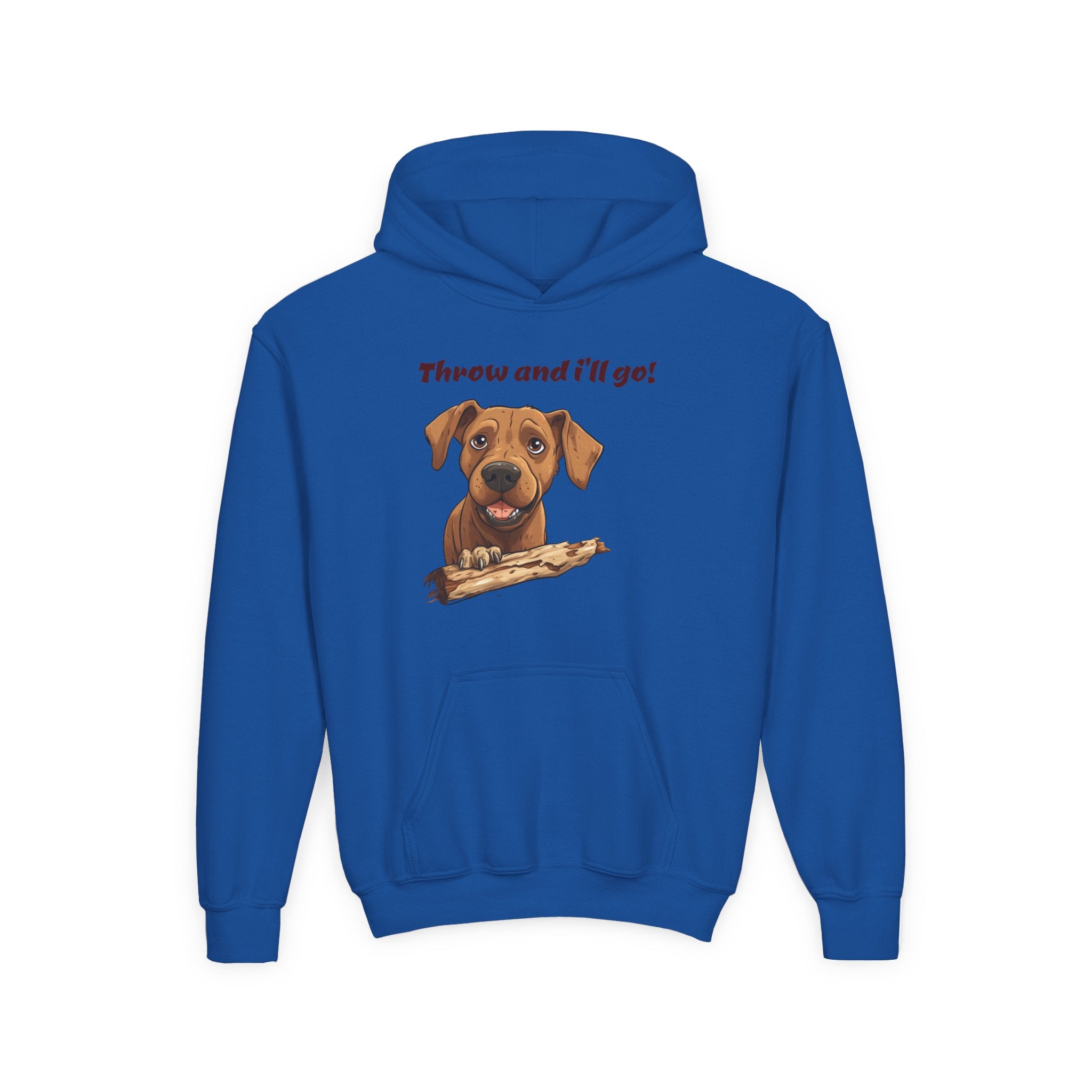 Youth Heavy Blend Dog Lover Hoodie, Cute Dog Sweatshirt, Kids Animal Apparel, Perfect for Gift Giving, Throw and I’ll Go Design