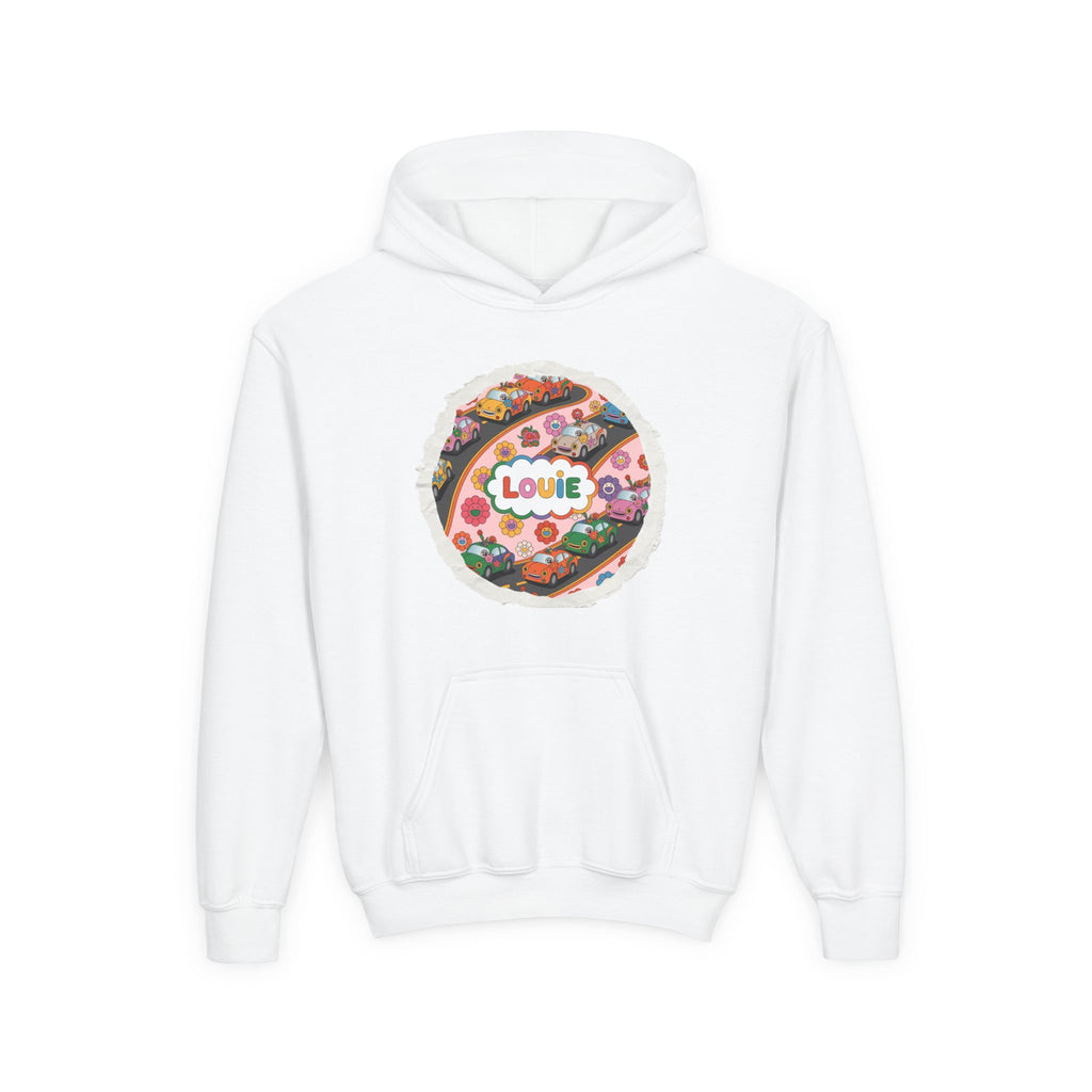 Youth Floral Customizable Hoodie, Cozy Sweatshirt for Boys and Girls, Perfect Gift for Kids, Louie, Teenage Birthdays, Celebrations, [...]