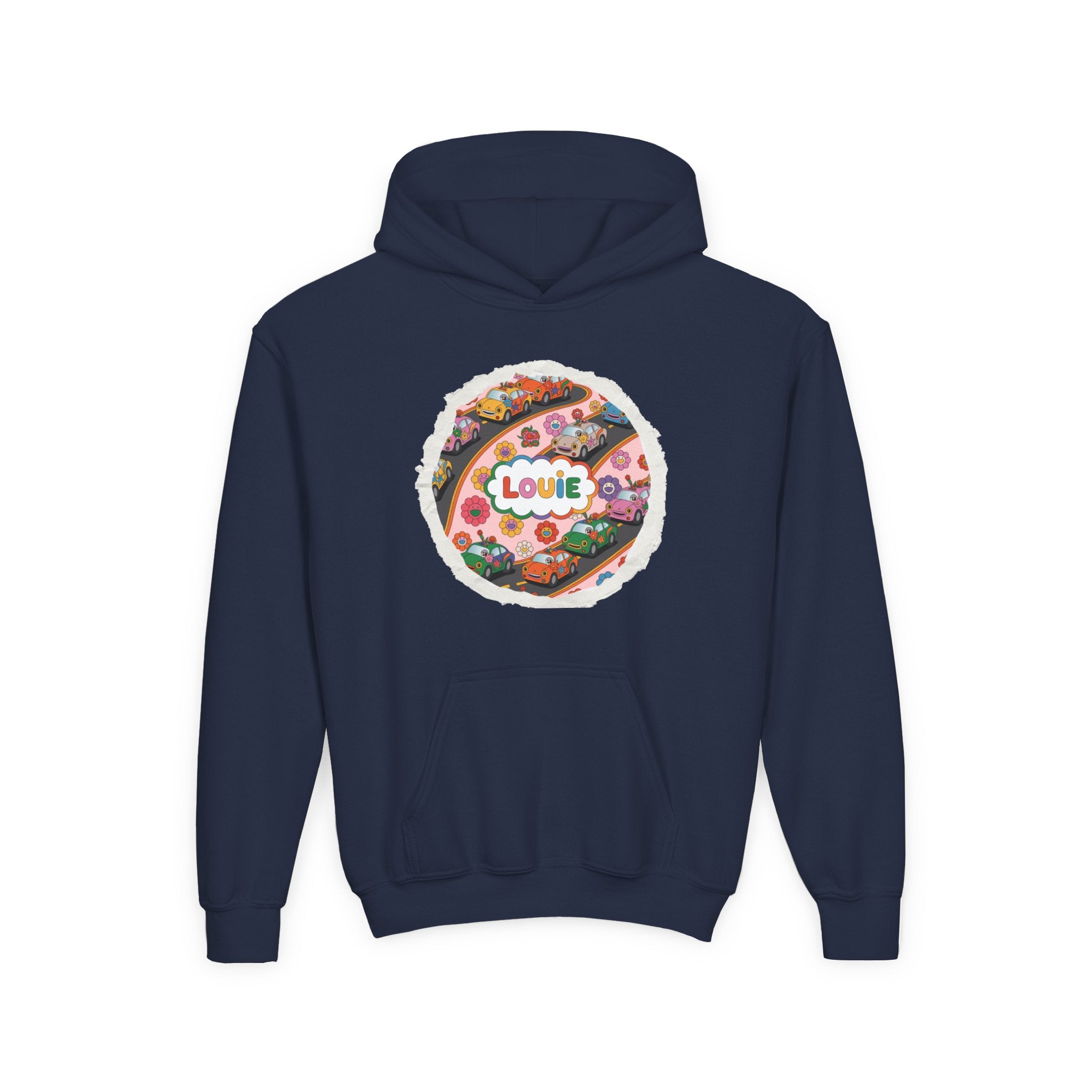 Youth Floral Customizable Hoodie, Cozy Sweatshirt for Boys and Girls, Perfect Gift for Kids, Louie, Teenage Birthdays, Celebrations, [...]