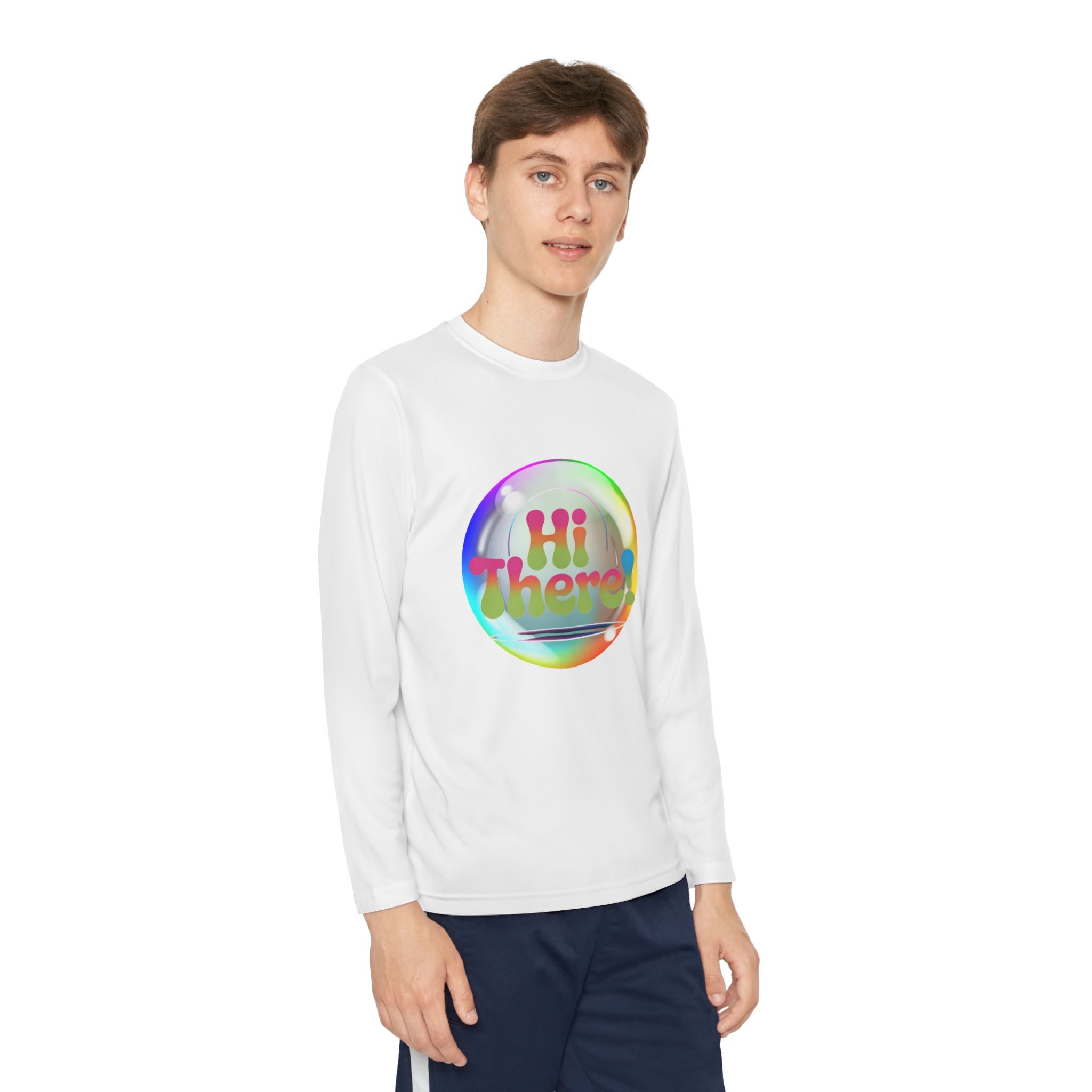 Colorful Youth Long Sleeve Tee, Fun Kids Tee, Rainbow Graphic Shirt, Casual Long Sleeve Top, Playful Apparel for Kids