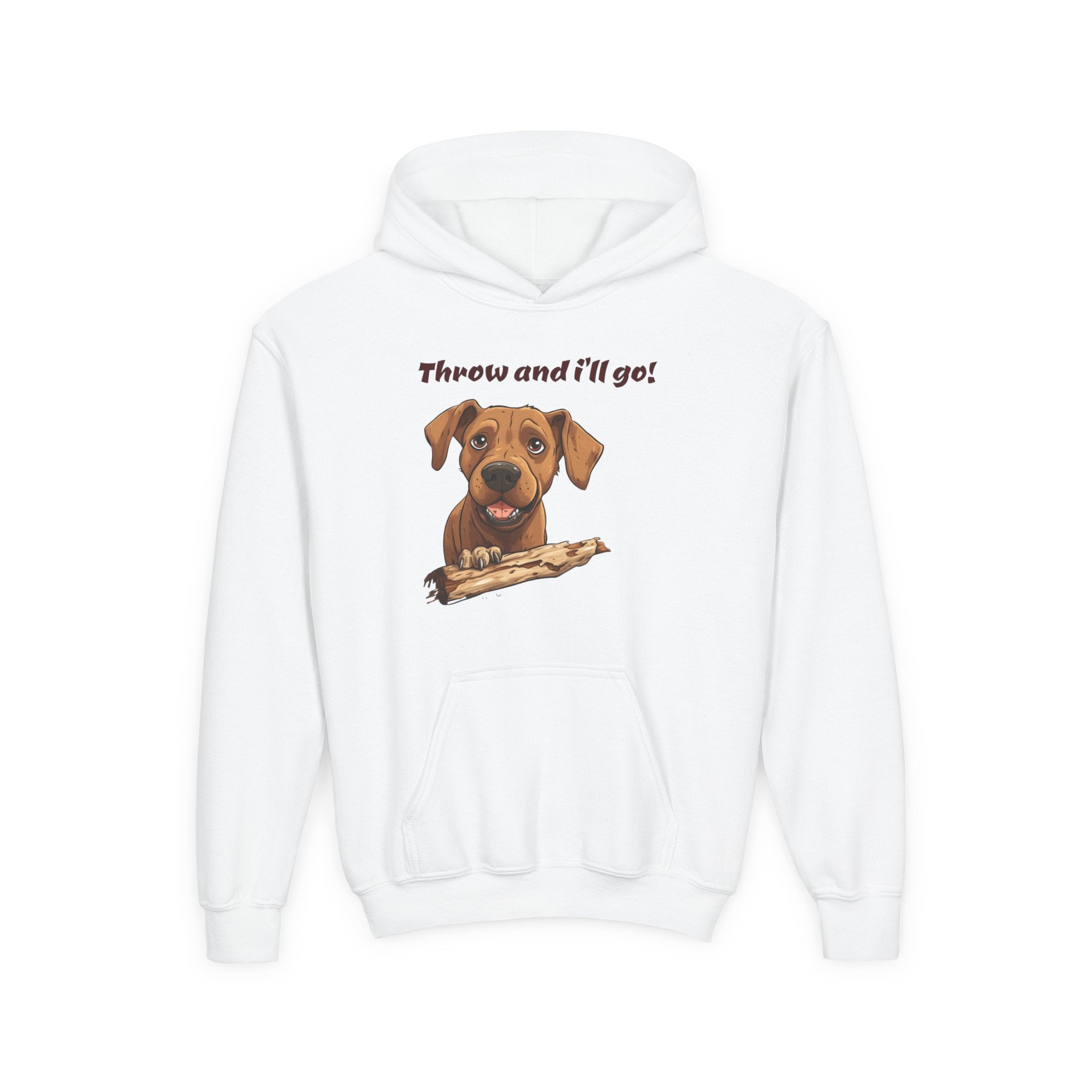 Youth Heavy Blend Dog Lover Hoodie, Cute Dog Sweatshirt, Kids Animal Apparel, Perfect for Gift Giving, Throw and I’ll Go Design
