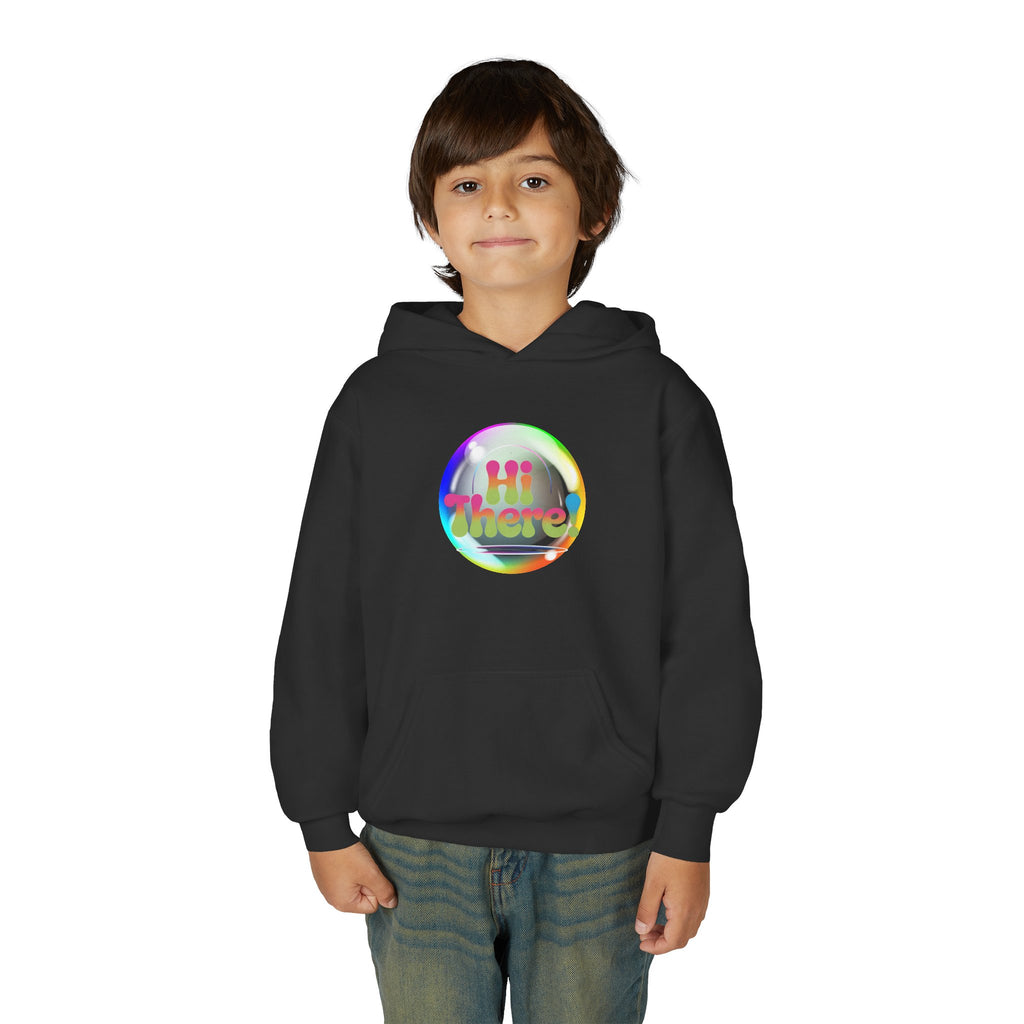 Colorful Youth Hoodie with 'Hi There!' Design