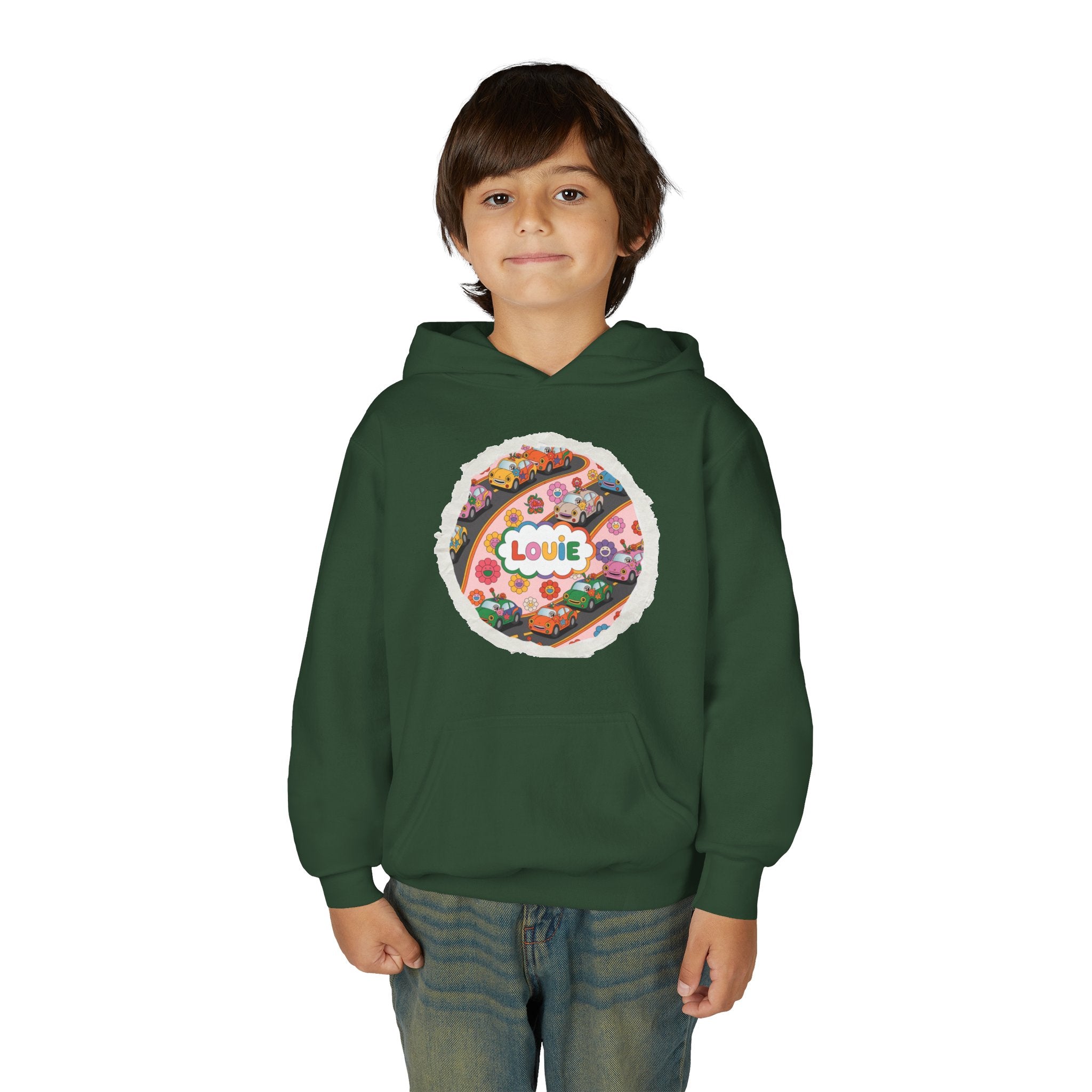 Youth Floral Customizable Hoodie, Cozy Sweatshirt for Boys and Girls, Perfect Gift for Kids, Louie, Teenage Birthdays, Celebrations, [...]