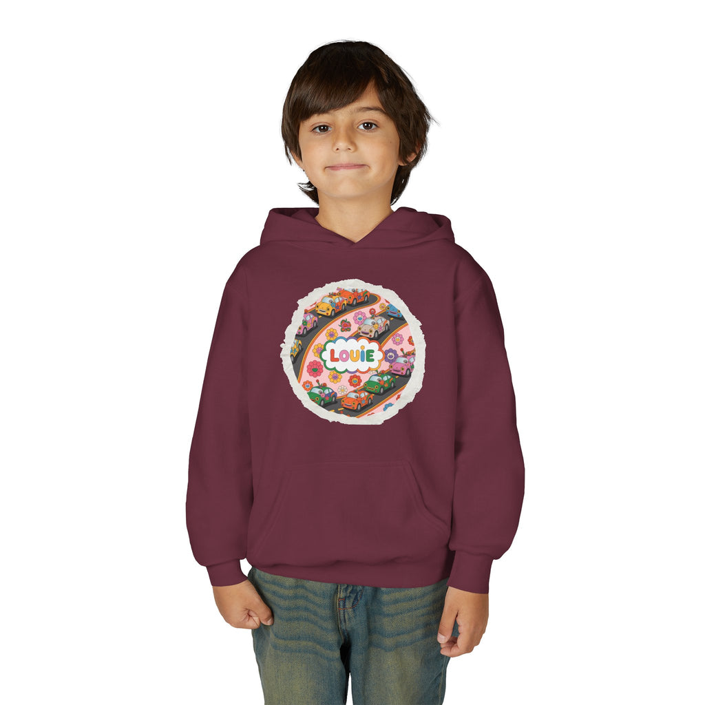 Youth Floral Customizable Hoodie, Cozy Sweatshirt for Boys and Girls, Perfect Gift for Kids, Louie, Teenage Birthdays, Celebrations, [...]