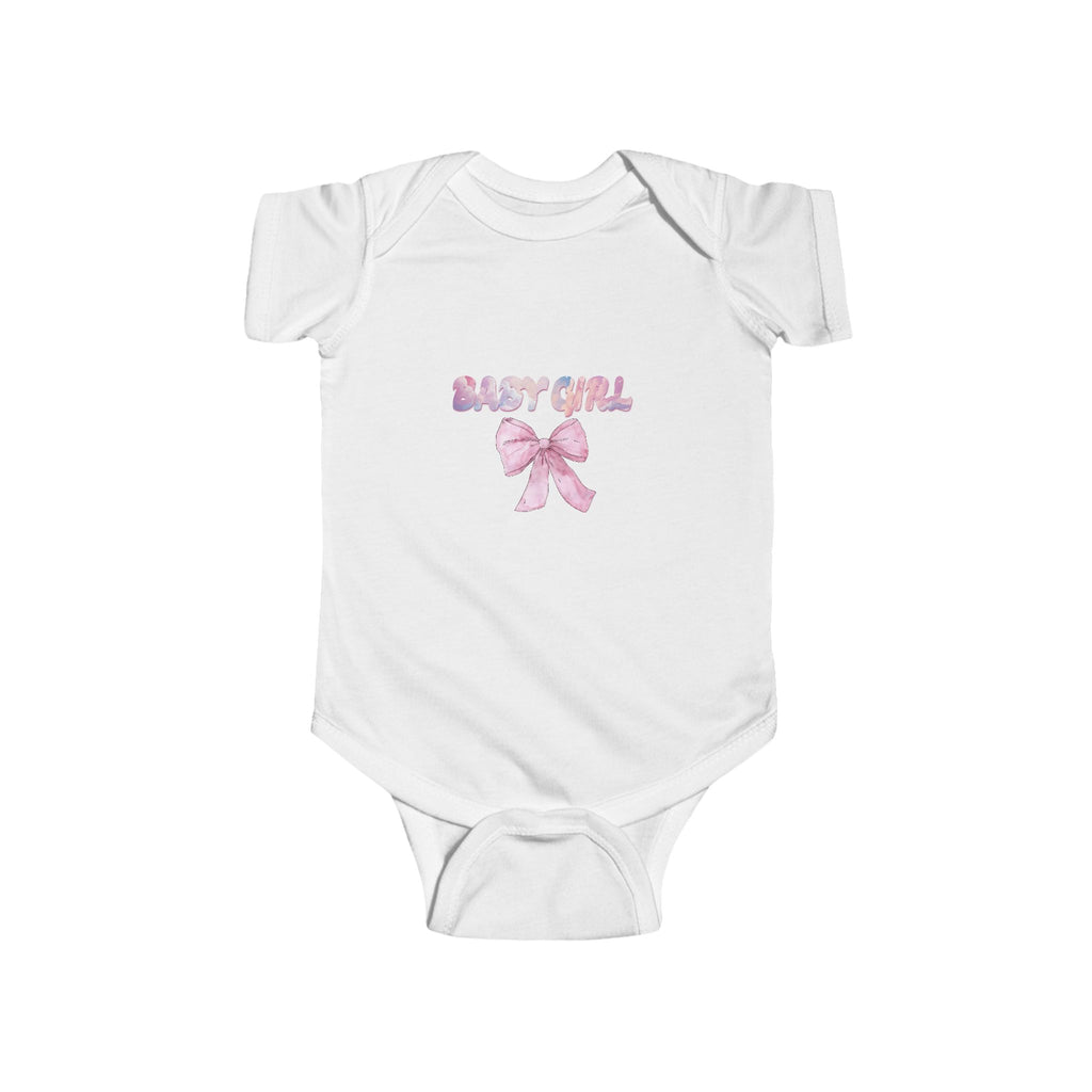 Pink Bow Baby Bodysuit, Cute Infant Onesie,