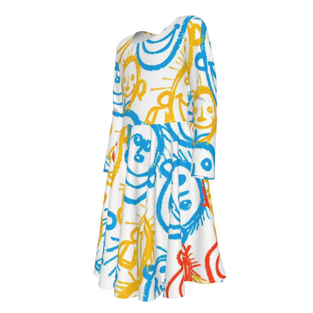 All-Over Print Kid's Long Sleeve Dress