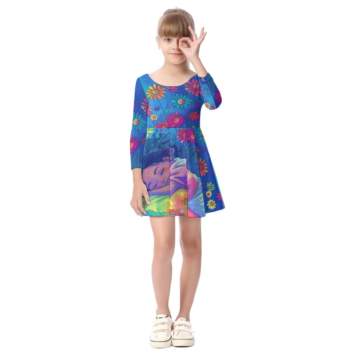 All-Over Print Kid's Long Sleeve Dress
