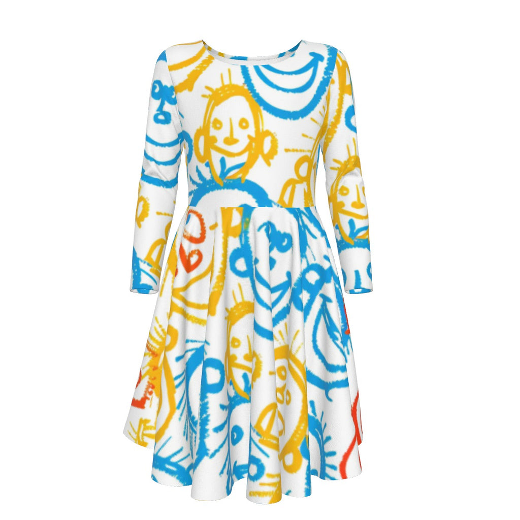 All-Over Print Kid's Long Sleeve Dress