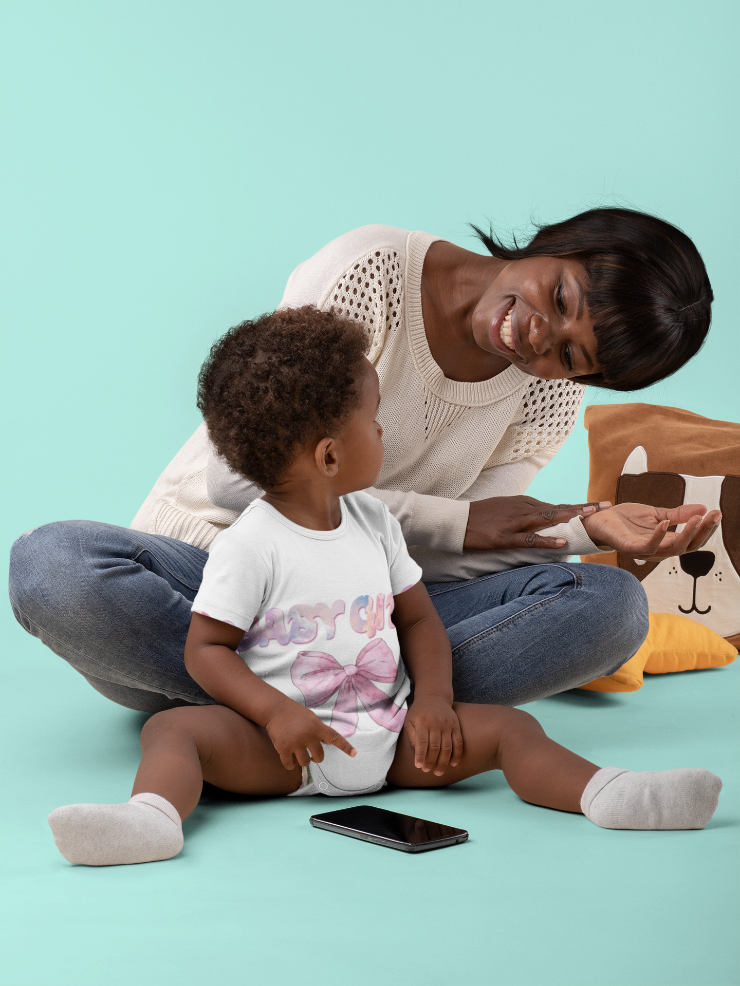 Pink Bow Baby Bodysuit, Cute Infant Onesie, Printify