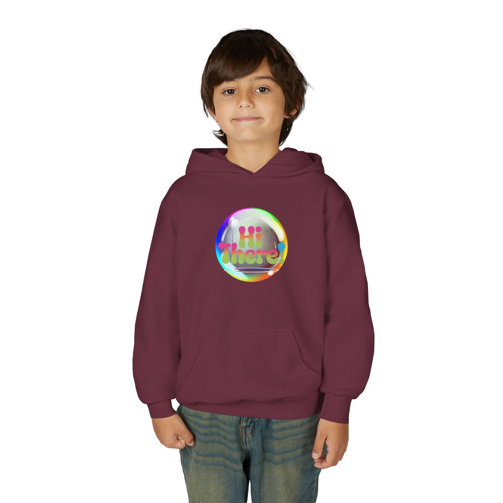 Colorful Youth Hoodie with 'Hi There!' Design