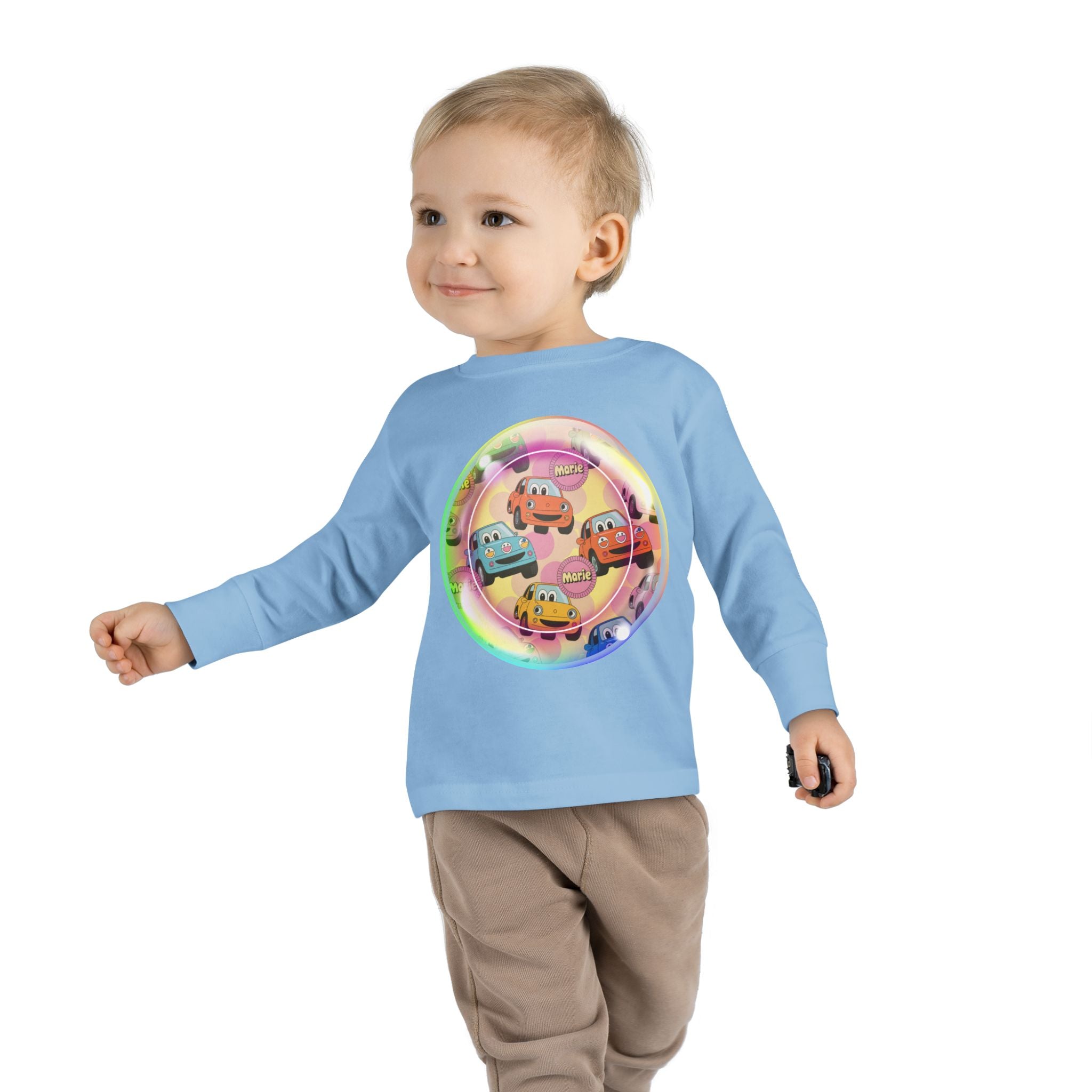 Cute Cartoon Cars Toddler Long Sleeve Tee, Kids T-Shirt, Toddler Tee, Birthday Gift, Fun Playwear, Nursery Outfit Printify
