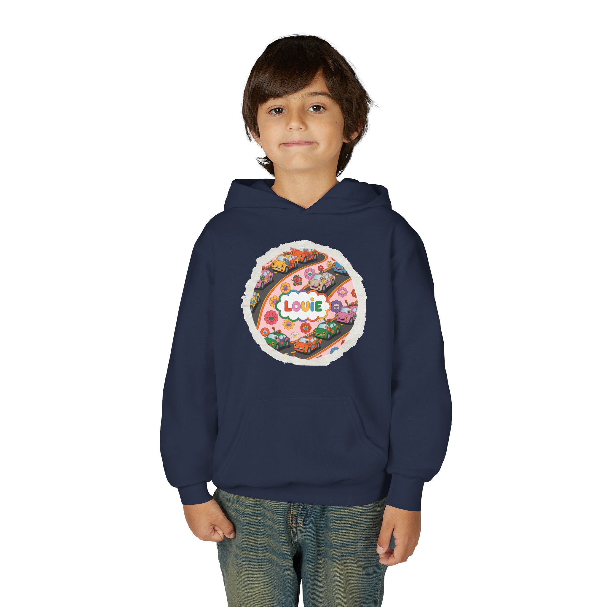 Youth Floral Customizable Hoodie, Cozy Sweatshirt for Boys and Girls, Perfect Gift for Kids, Louie, Teenage Birthdays, Celebrations, [...]