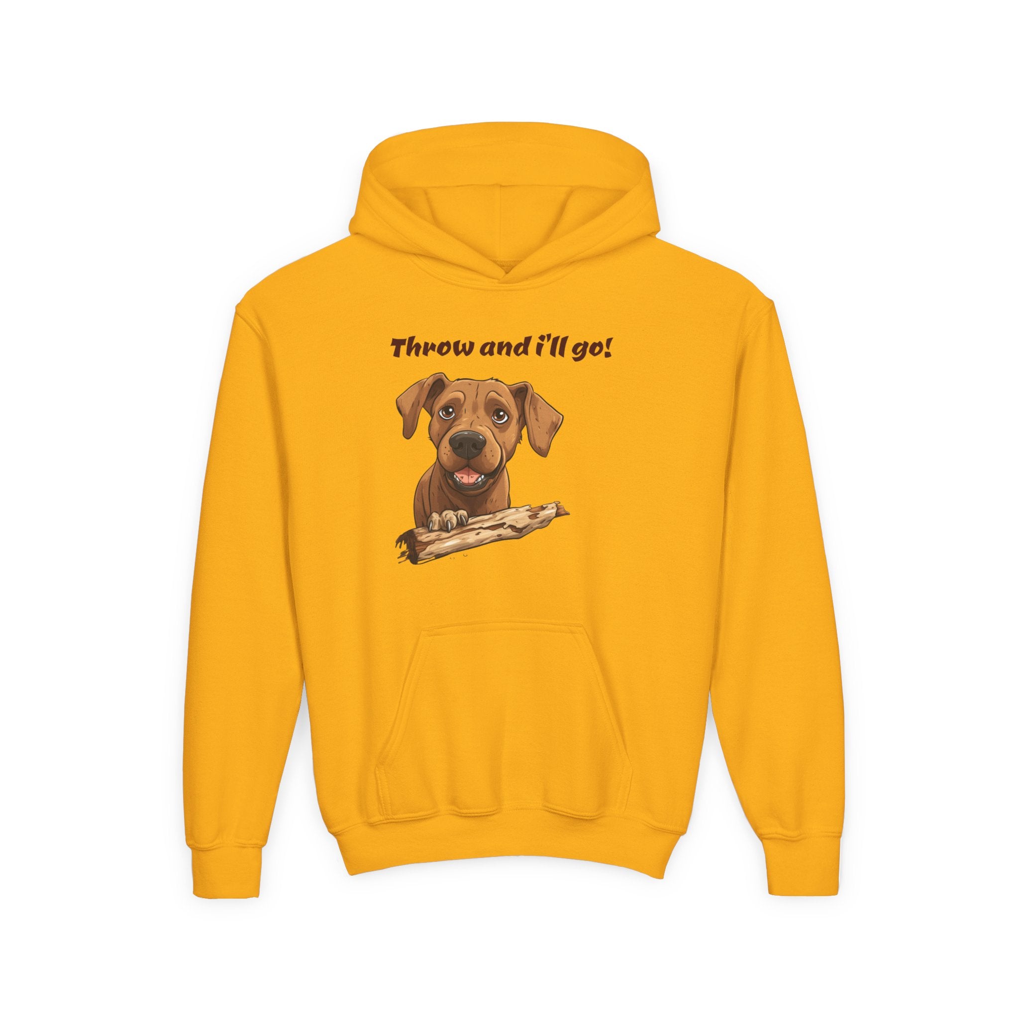 Youth Heavy Blend Dog Lover Hoodie, Cute Dog Sweatshirt, Kids Animal Apparel, Perfect for Gift Giving, Throw and I’ll Go Design