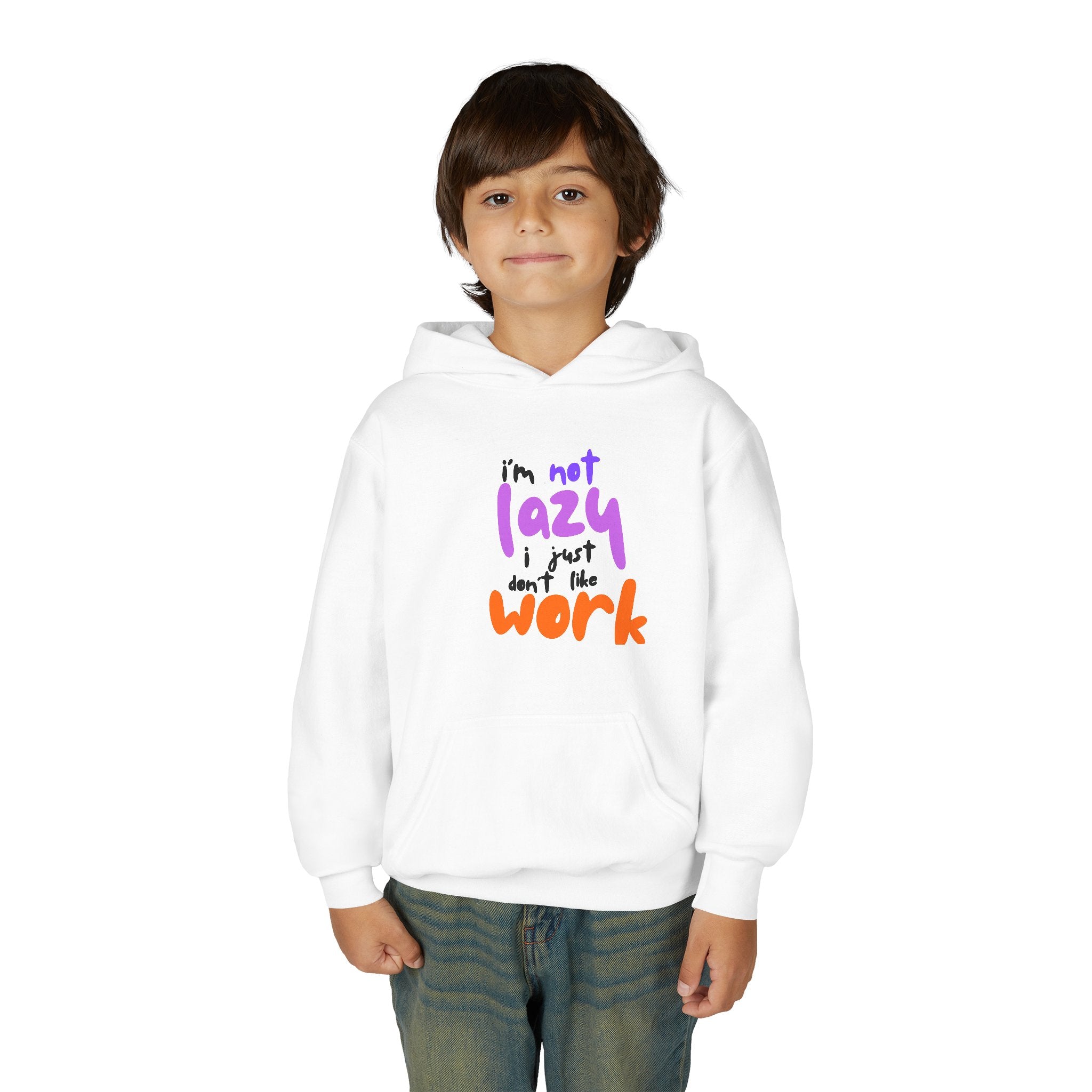 Funny Youth Hoodie: I'm Not Lazy, I Just Don't Like Work - Comfy Pullover for Teens, Relaxed Vibe, Gift for Students, Casual Wear, [...]