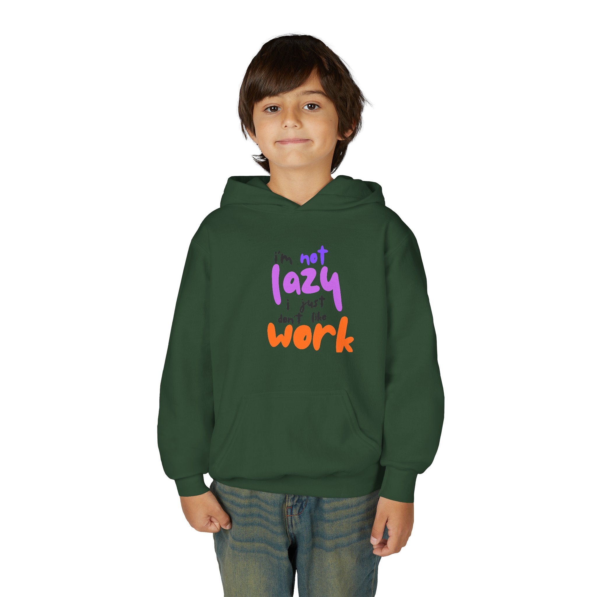 Funny Youth Hoodie: I'm Not Lazy, I Just Don't Like Work - Comfy Pullover for Teens, Relaxed Vibe, Gift for Students, Casual Wear, [...]