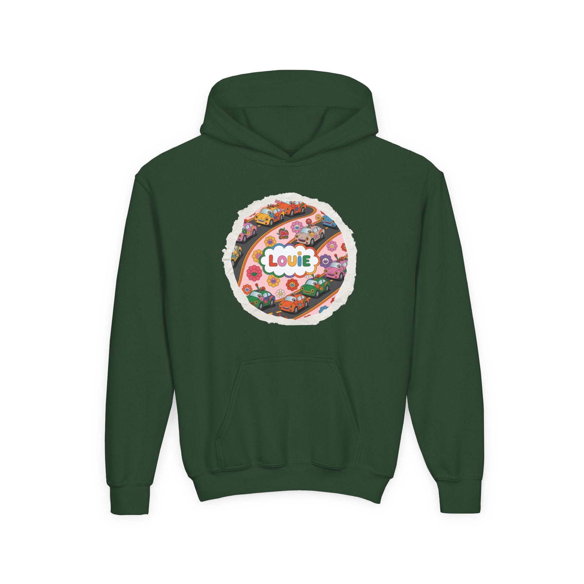 Youth Floral Customizable Hoodie, Cozy Sweatshirt for Boys and Girls, Perfect Gift for Kids, Louie, Teenage Birthdays, Celebrations, [...]
