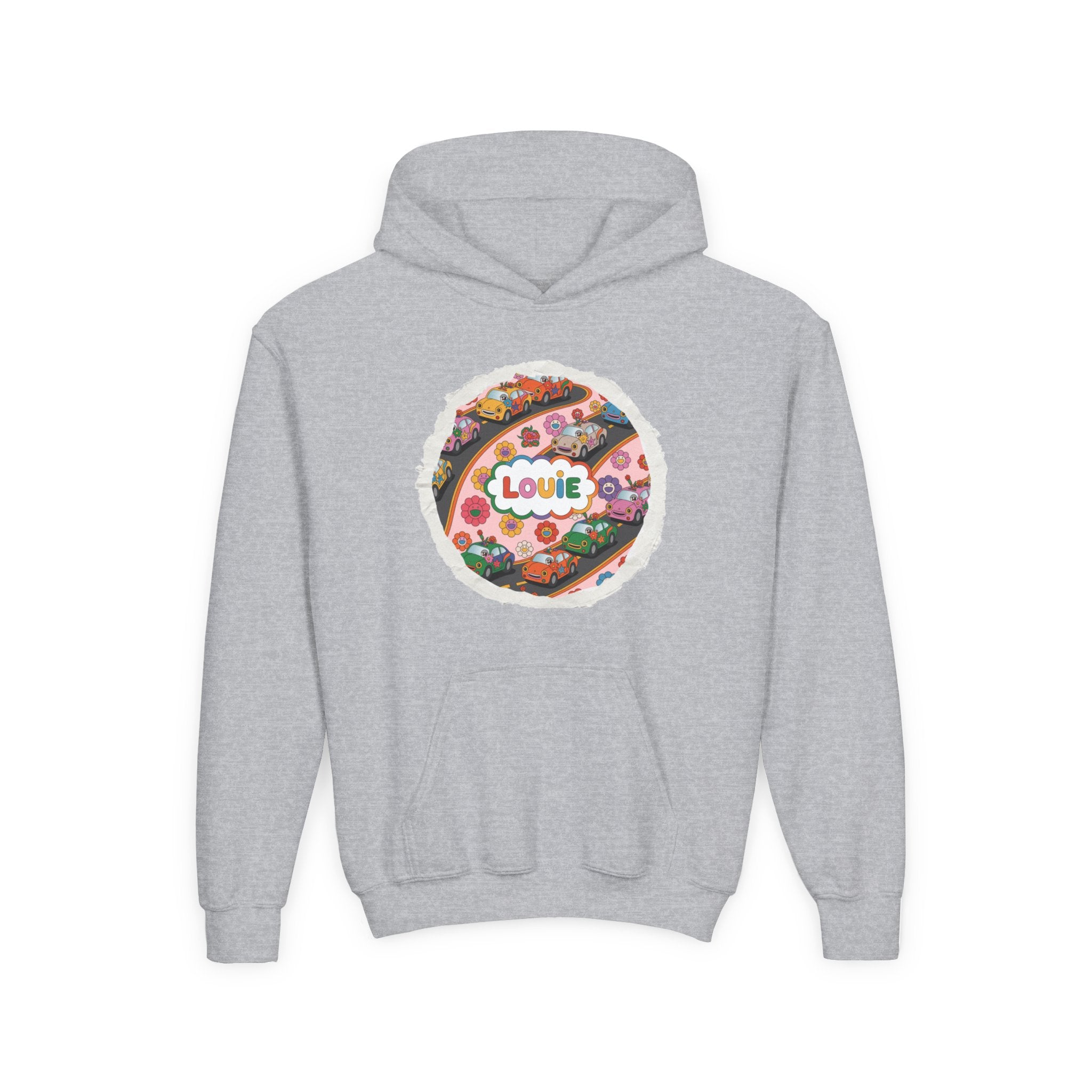 Youth Floral Customizable Hoodie, Cozy Sweatshirt for Boys and Girls, Perfect Gift for Kids, Louie, Teenage Birthdays, Celebrations, [...]