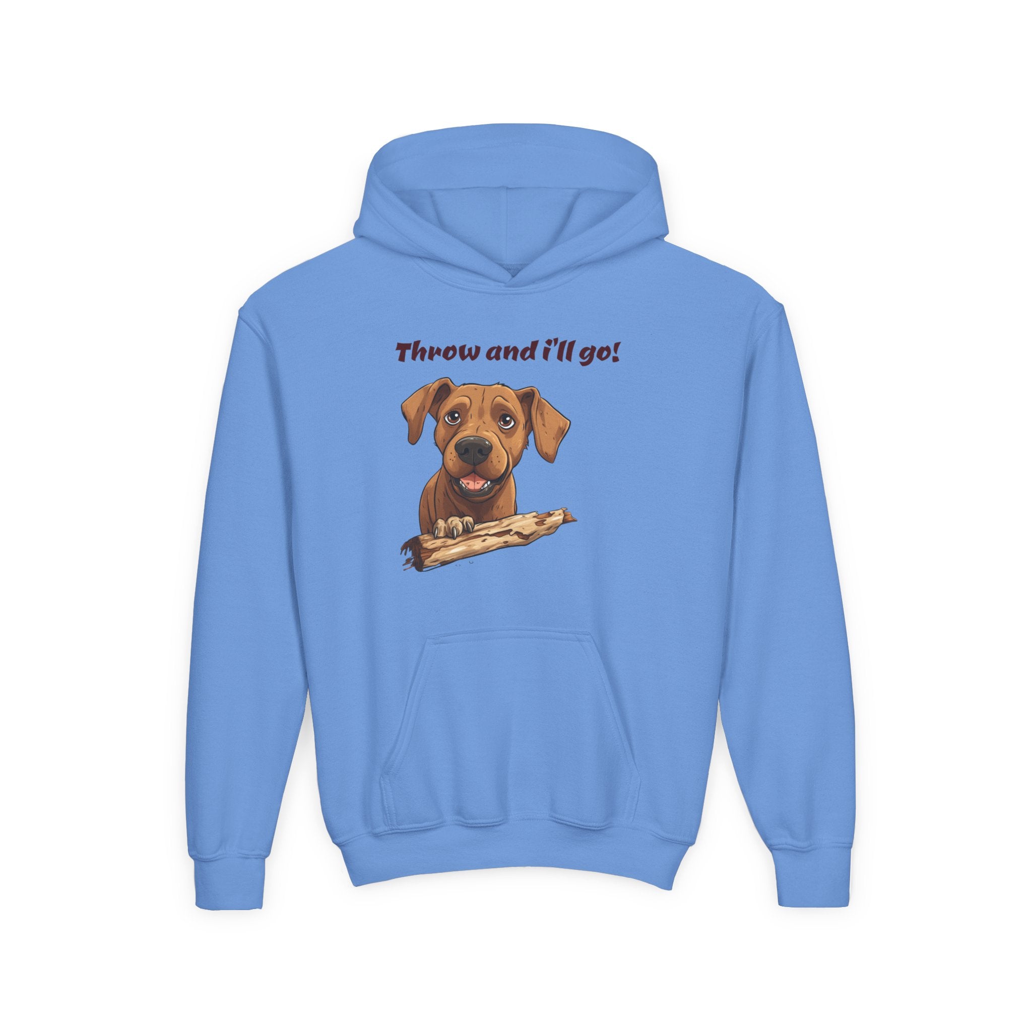 Youth Heavy Blend Dog Lover Hoodie, Cute Dog Sweatshirt, Kids Animal Apparel, Perfect for Gift Giving, Throw and I’ll Go Design