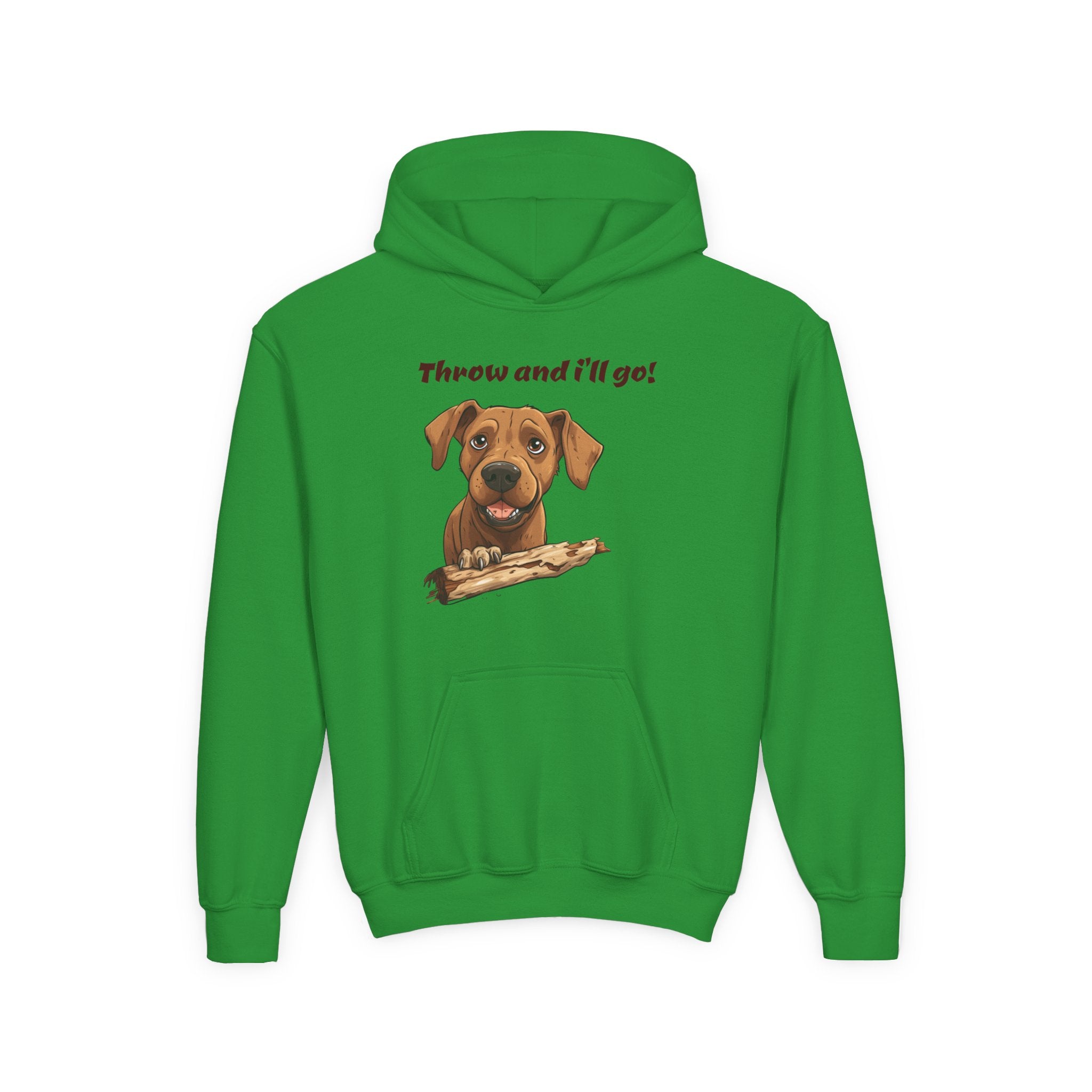 Youth Heavy Blend Dog Lover Hoodie, Cute Dog Sweatshirt, Kids Animal Apparel, Perfect for Gift Giving, Throw and I’ll Go Design