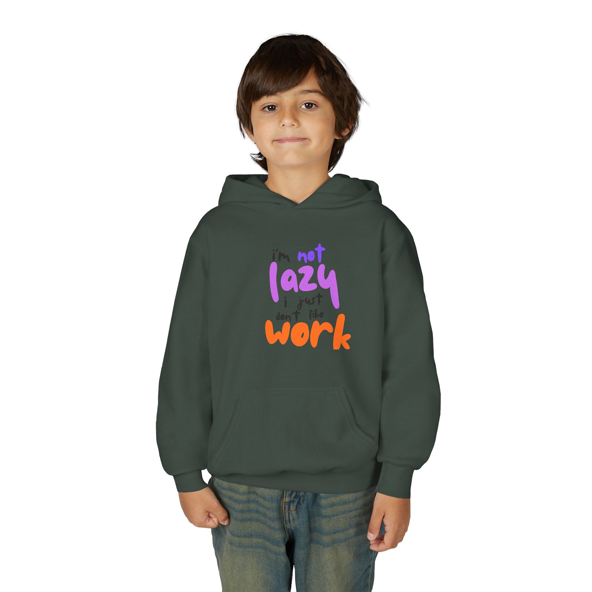 Funny Youth Hoodie: I'm Not Lazy, I Just Don't Like Work - Comfy Pullover for Teens, Relaxed Vibe, Gift for Students, Casual Wear, [...]