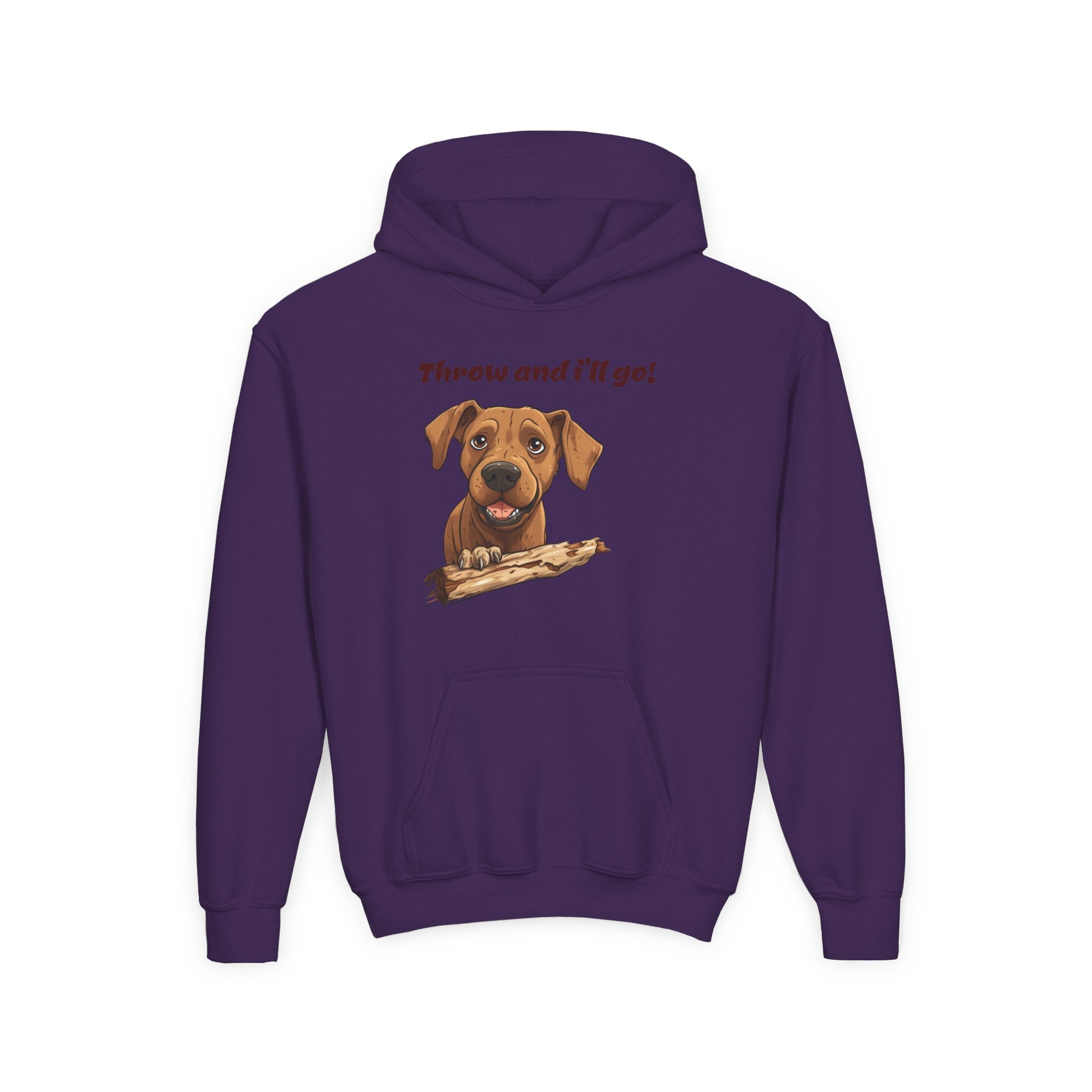 Youth Heavy Blend Dog Lover Hoodie, Cute Dog Sweatshirt, Kids Animal Apparel, Perfect for Gift Giving, Throw and I’ll Go Design
