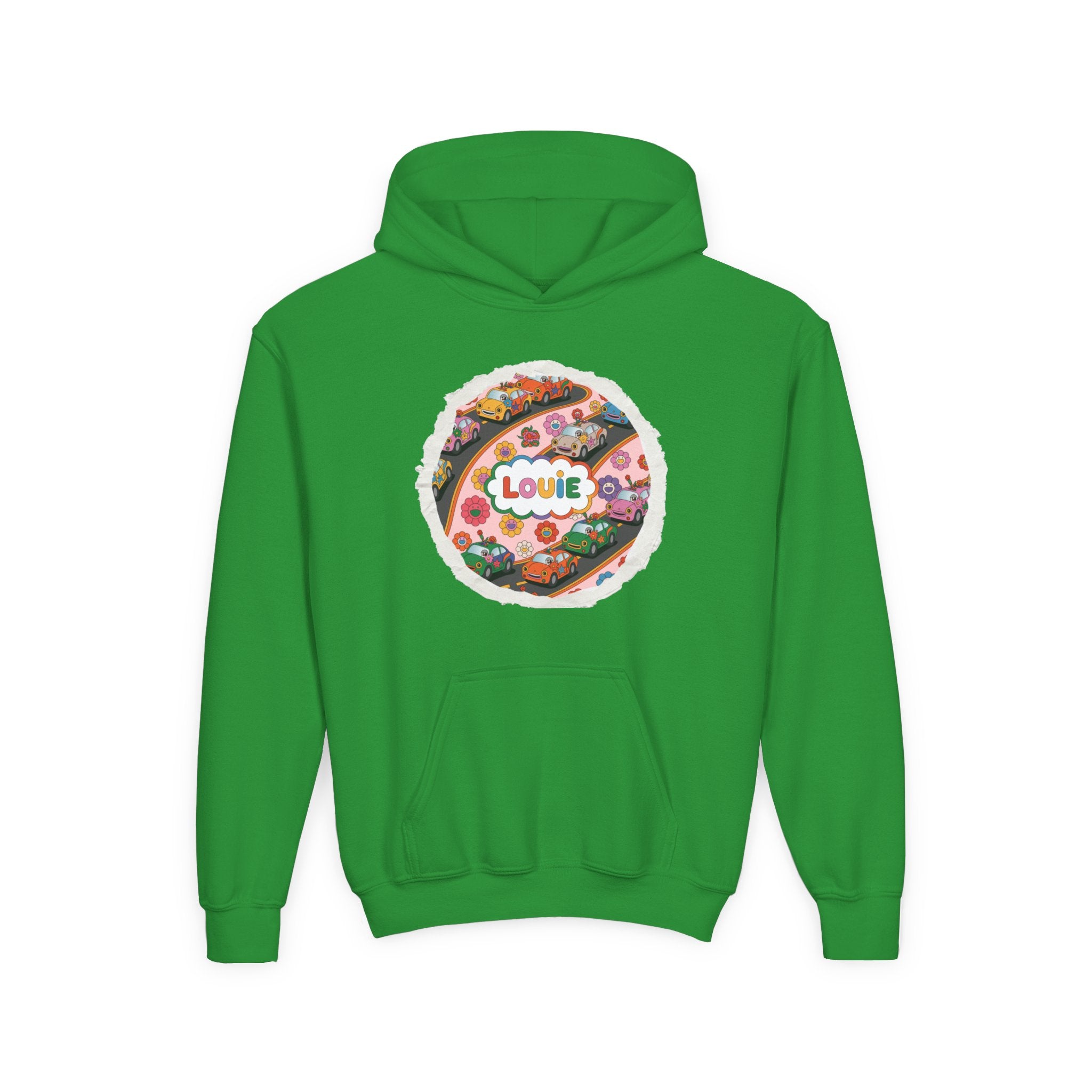 Youth Floral Customizable Hoodie, Cozy Sweatshirt for Boys and Girls, Perfect Gift for Kids, Louie, Teenage Birthdays, Celebrations, [...]