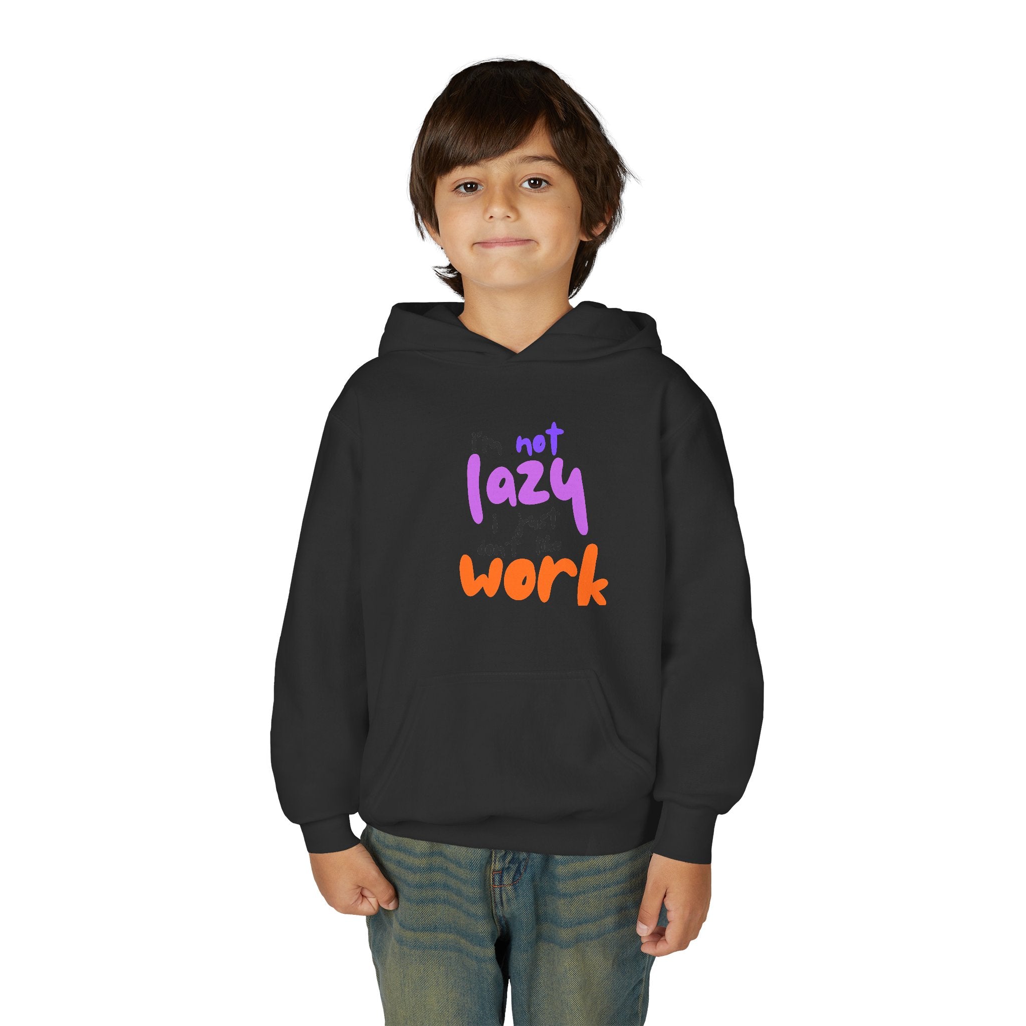 Funny Youth Hoodie: I'm Not Lazy, I Just Don't Like Work - Comfy Pullover for Teens, Relaxed Vibe, Gift for Students, Casual Wear, [...]