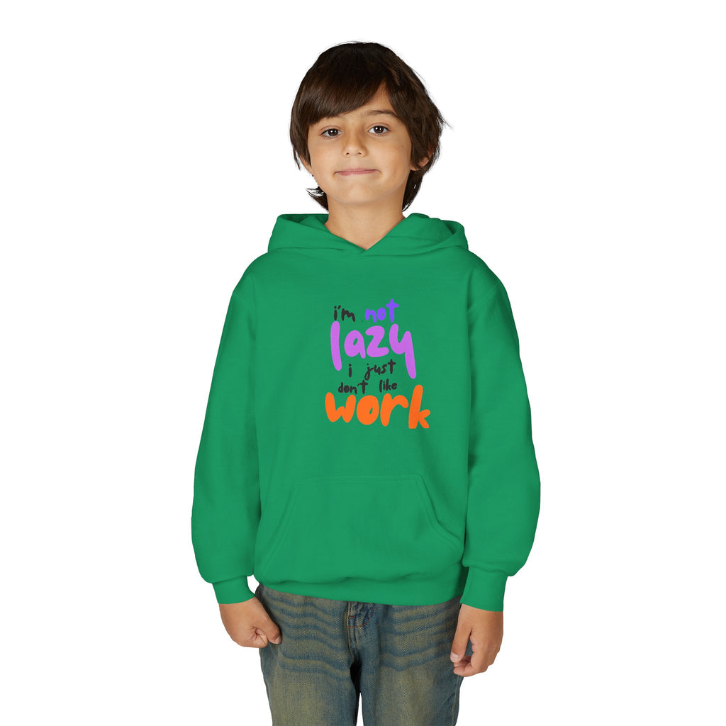 Funny Youth Hoodie: I'm Not Lazy, I Just Don't Like Work - Comfy Pullover for Teens, Relaxed Vibe, Gift for Students, Casual Wear, [...]