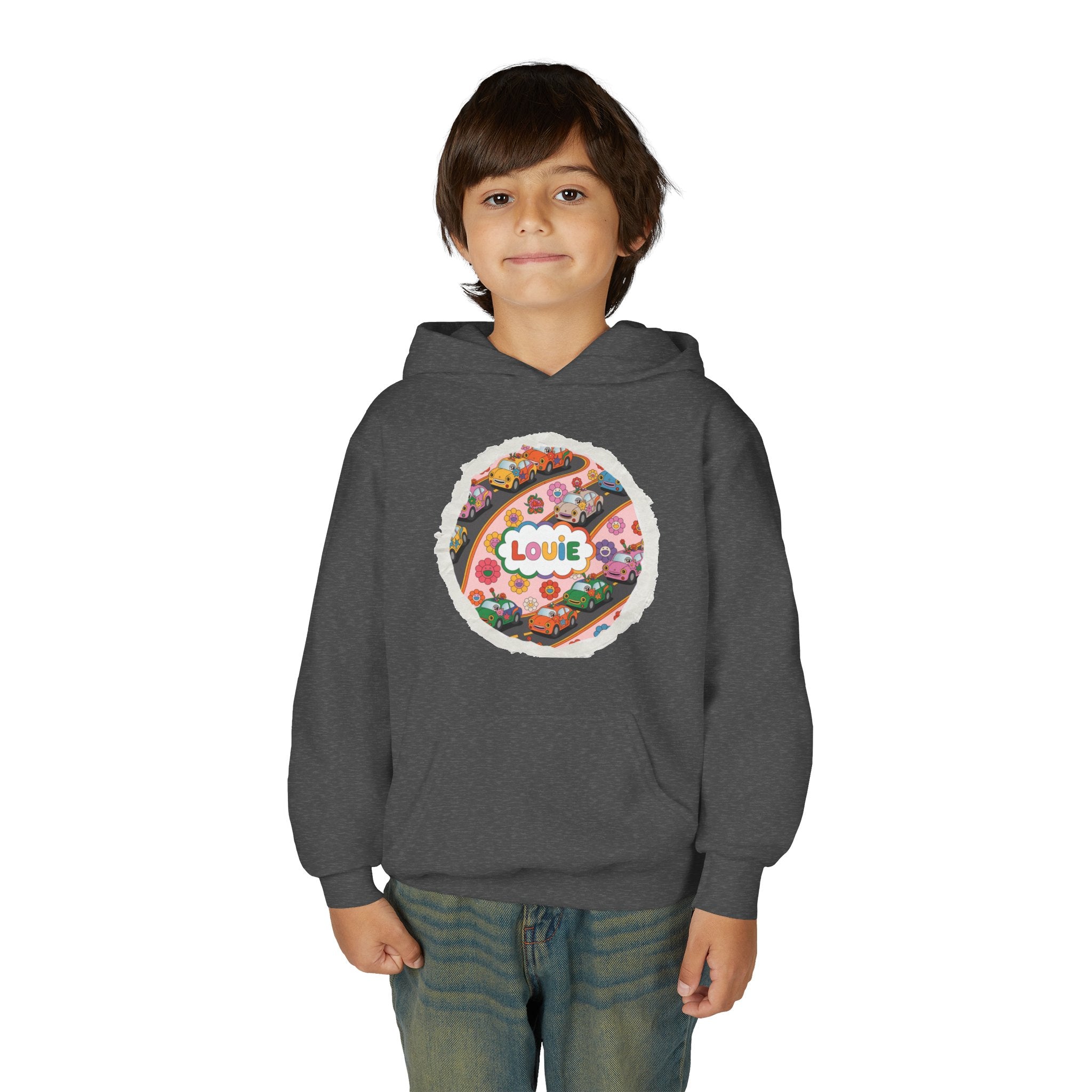 Youth Floral Customizable Hoodie, Cozy Sweatshirt for Boys and Girls, Perfect Gift for Kids, Louie, Teenage Birthdays, Celebrations, [...]