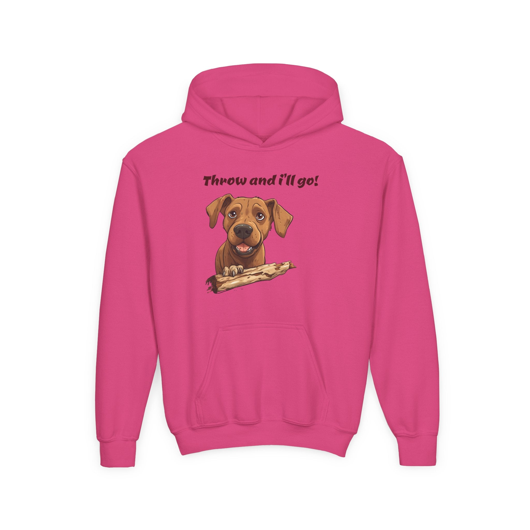 Youth Heavy Blend Dog Lover Hoodie, Cute Dog Sweatshirt, Kids Animal Apparel, Perfect for Gift Giving, Throw and I’ll Go Design