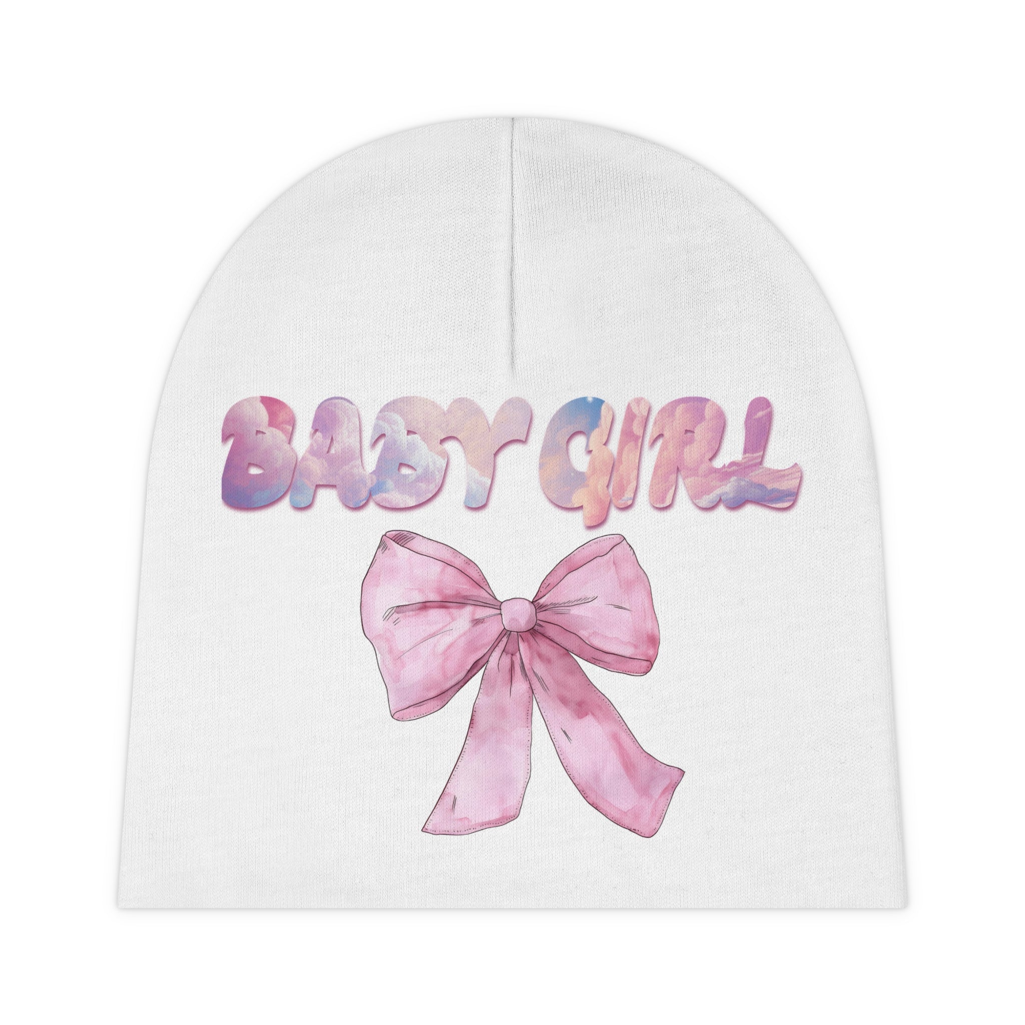 Cute Baby Beanie with Pink Bow Design, Baby Girl Hat