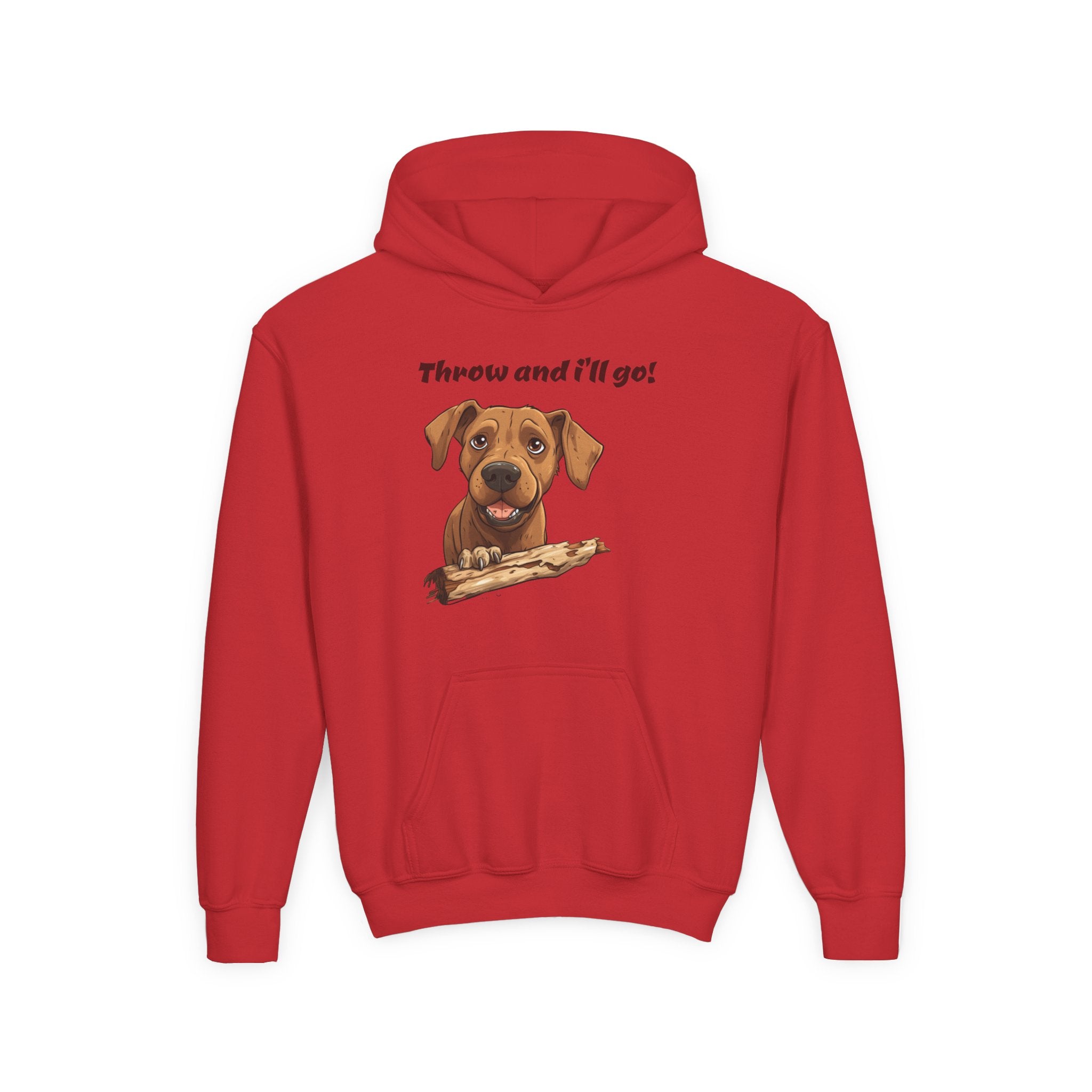 Youth Heavy Blend Dog Lover Hoodie, Cute Dog Sweatshirt, Kids Animal Apparel, Perfect for Gift Giving, Throw and I’ll Go Design