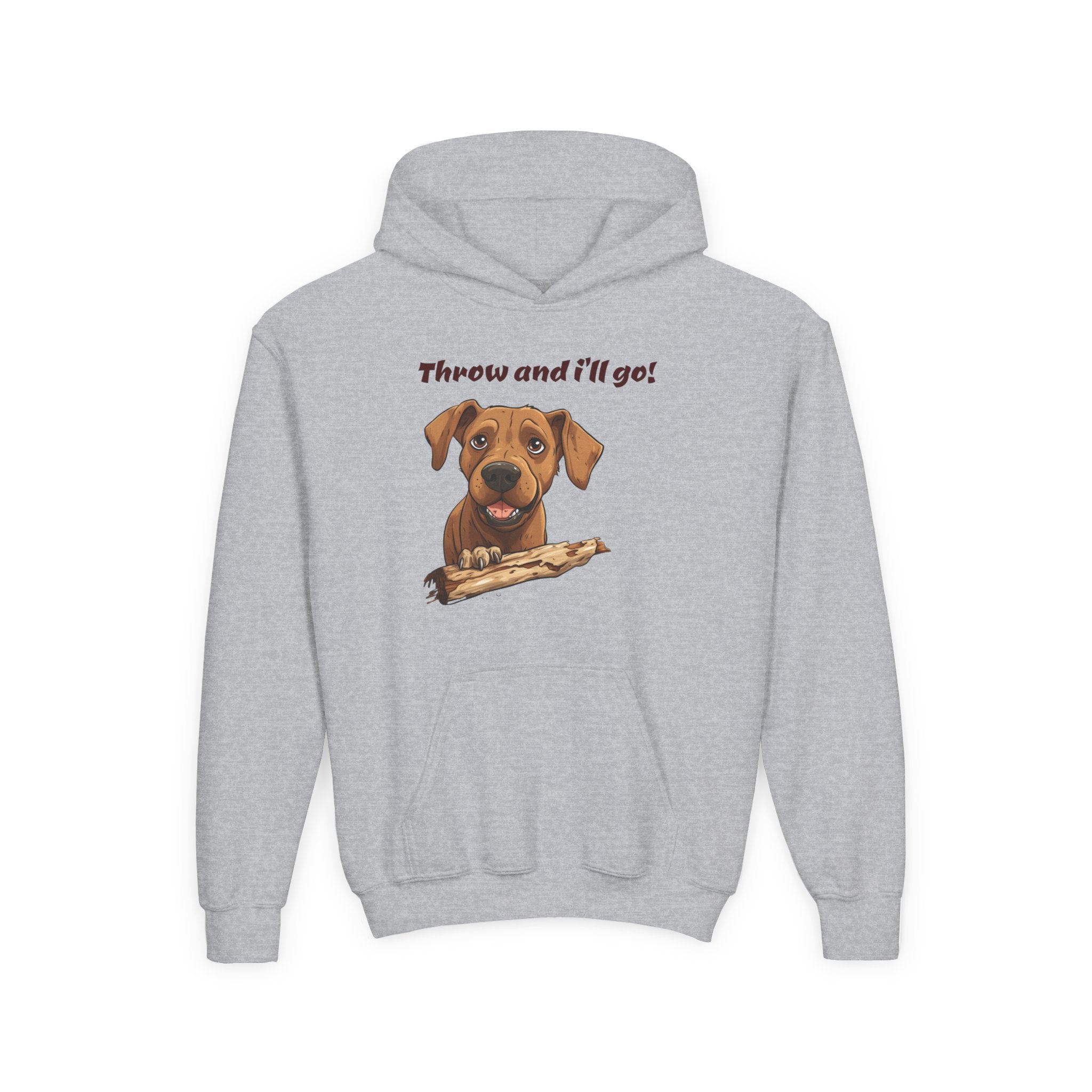 Youth Heavy Blend Dog Lover Hoodie, Cute Dog Sweatshirt, Kids Animal Apparel, Perfect for Gift Giving, Throw and I’ll Go Design