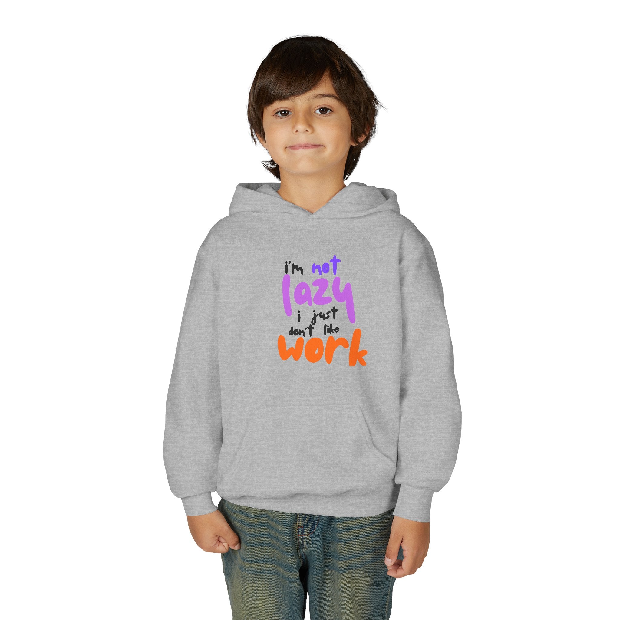 Funny Youth Hoodie: I'm Not Lazy, I Just Don't Like Work - Comfy Pullover for Teens, Relaxed Vibe, Gift for Students, Casual Wear, [...]